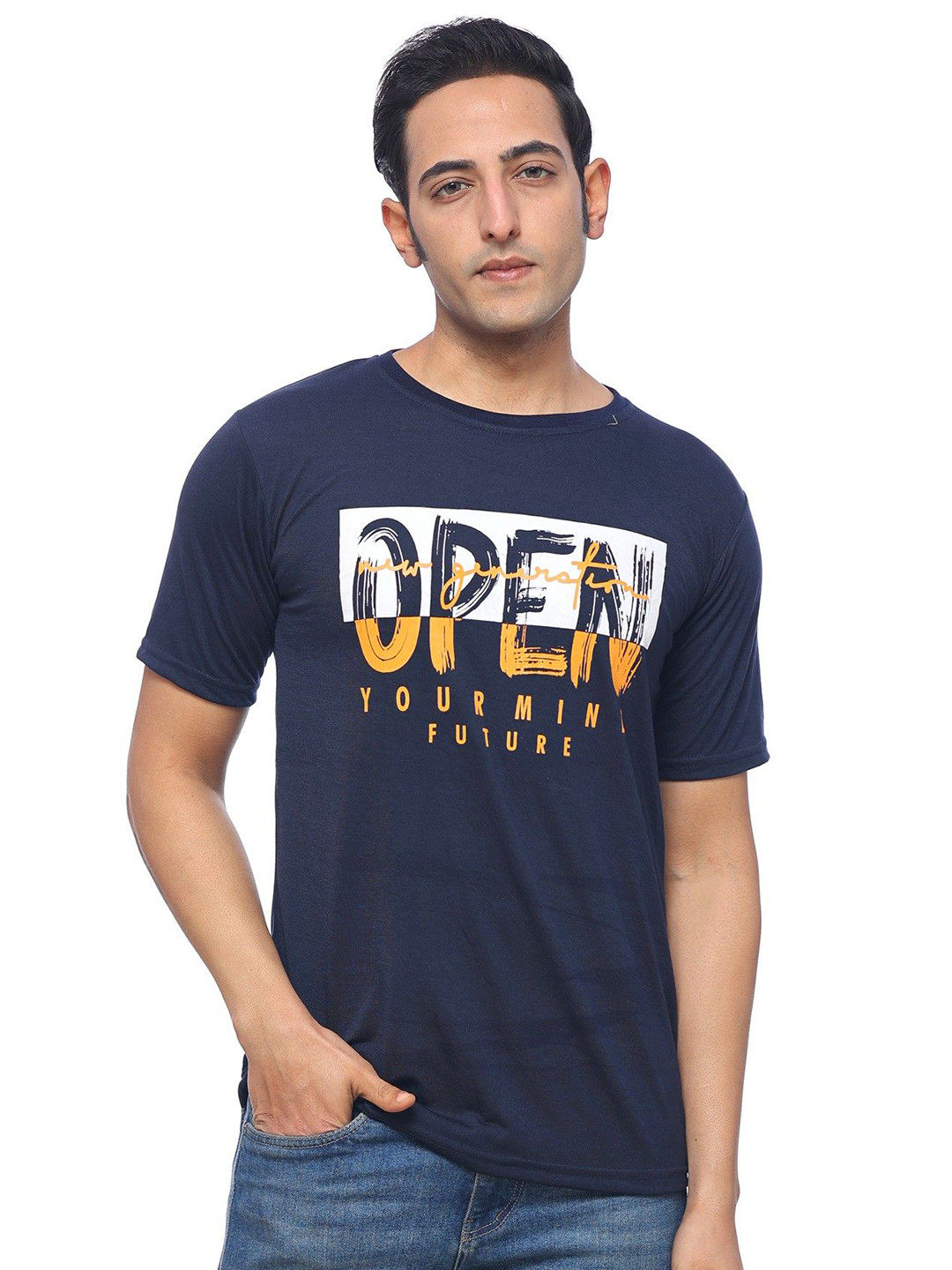 SKYBEN Typography Printed Round Neck Pure Cotton T-Shirt