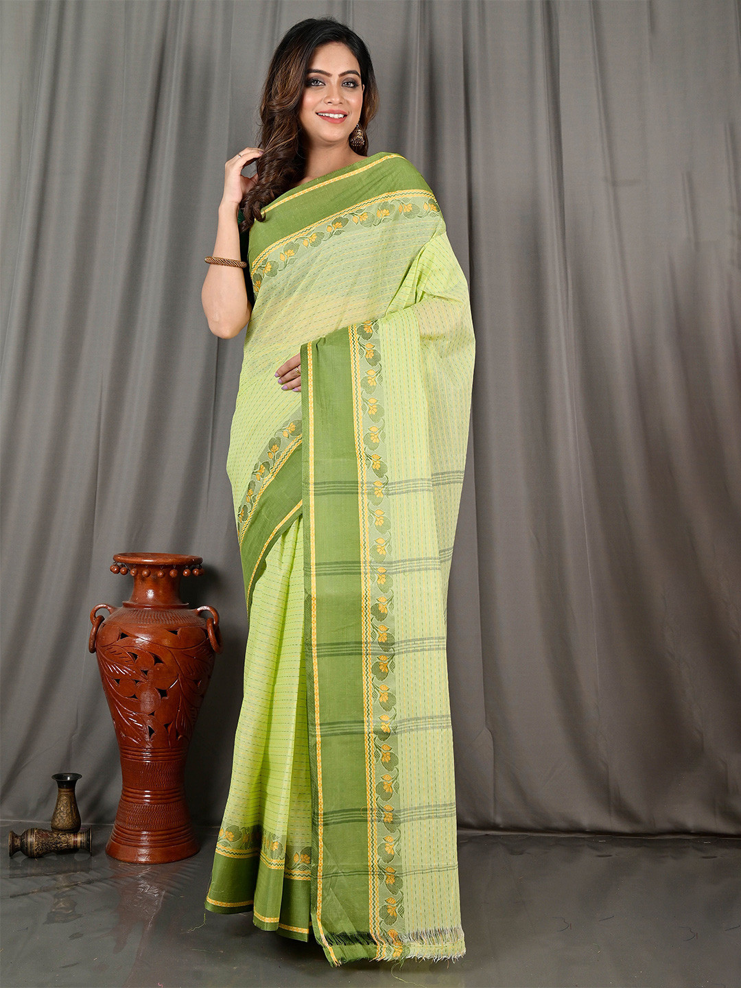 SRILOK Woven Design Zari Pure Cotton  Saree  With Heavy Design Border