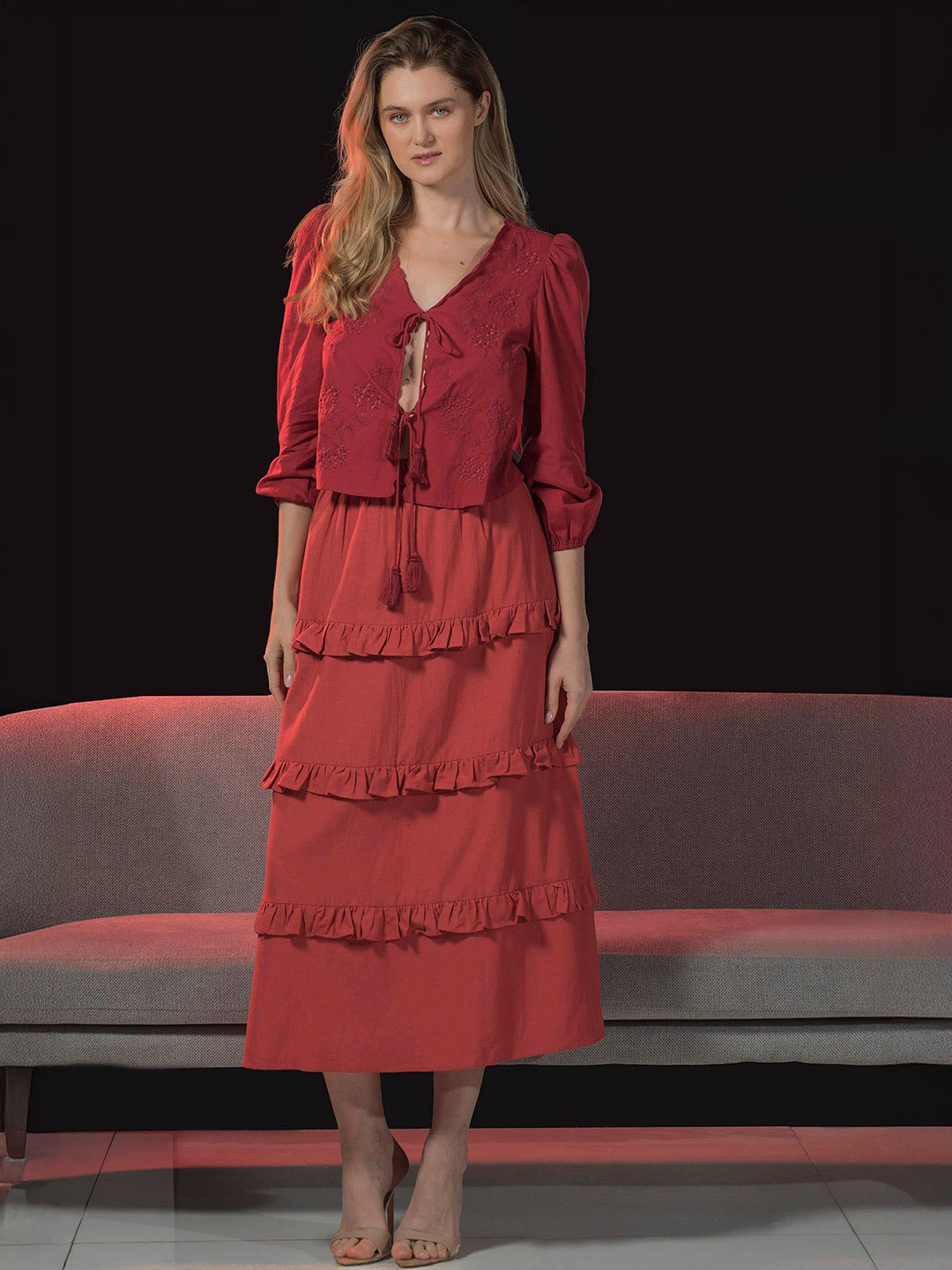 Virgio Pure Viscose Top Tie-Up Style With Embroidery