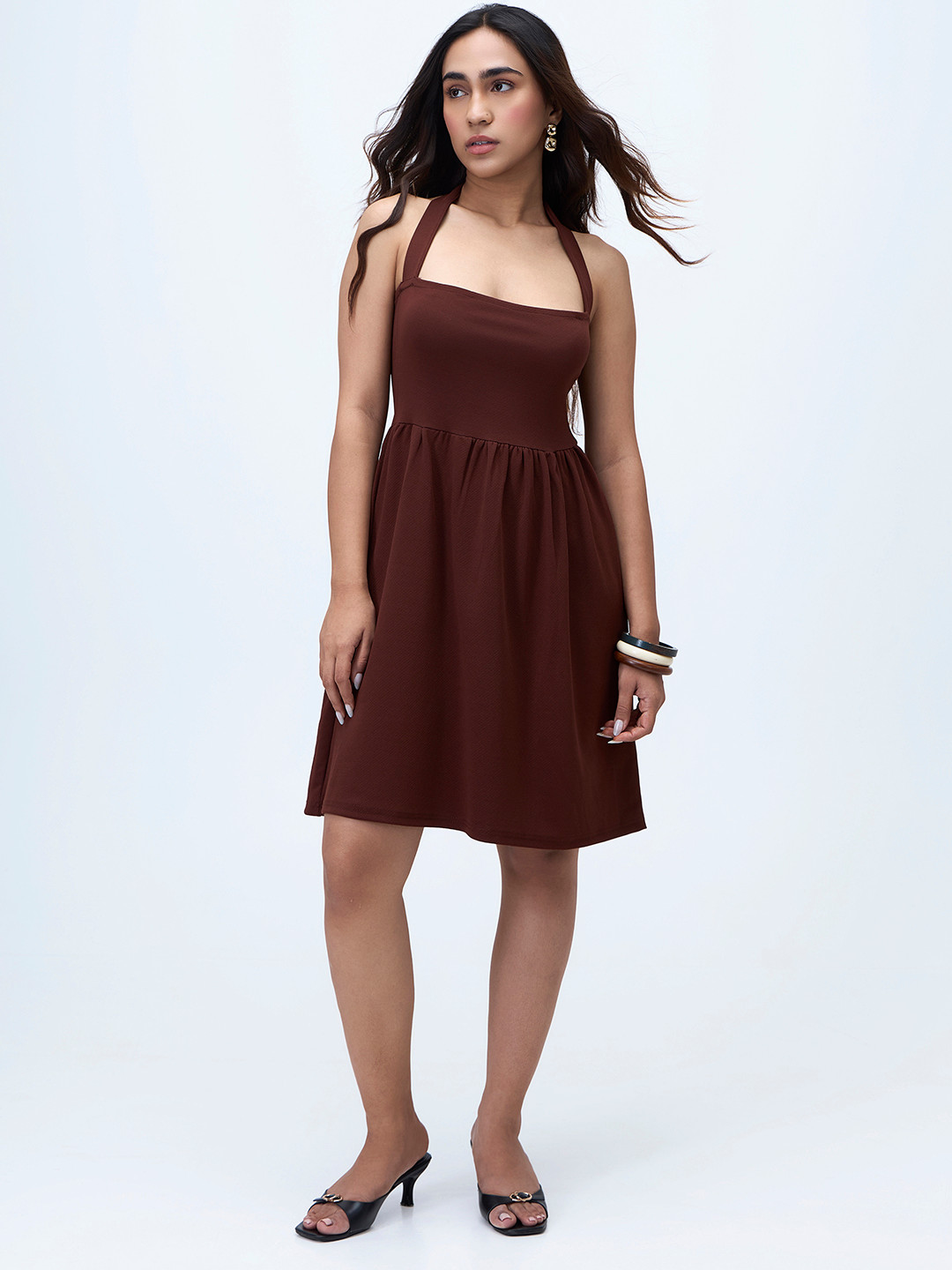 COLOR CAPITAL Women Mocha Mousse Fit & Flare Dress