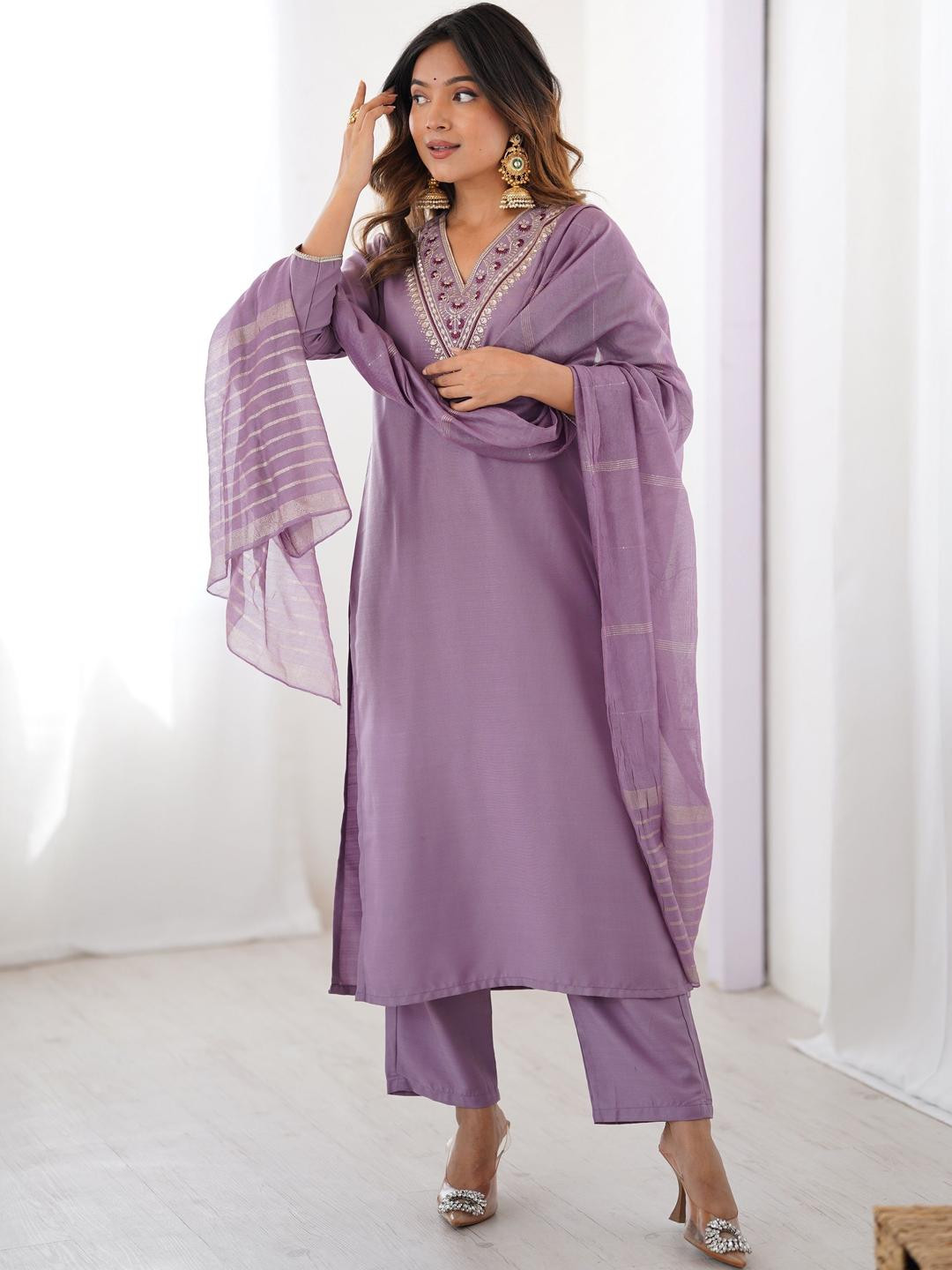 KALINI Women's Straight Kurta Pant with Dupatta Sets |Festive Wear Kurta Sets