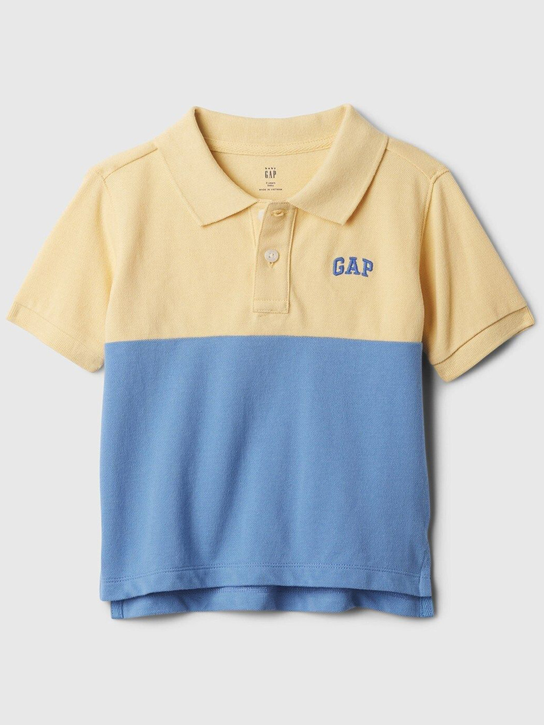 GAP Boys Arch Logo Colorblocked Relaxed Fit Polo-Neck Knitted Cotton T-Shirt