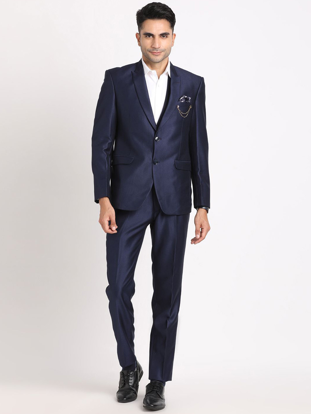 Turtle Notched Collar Single Breasted 3-Piece Suit