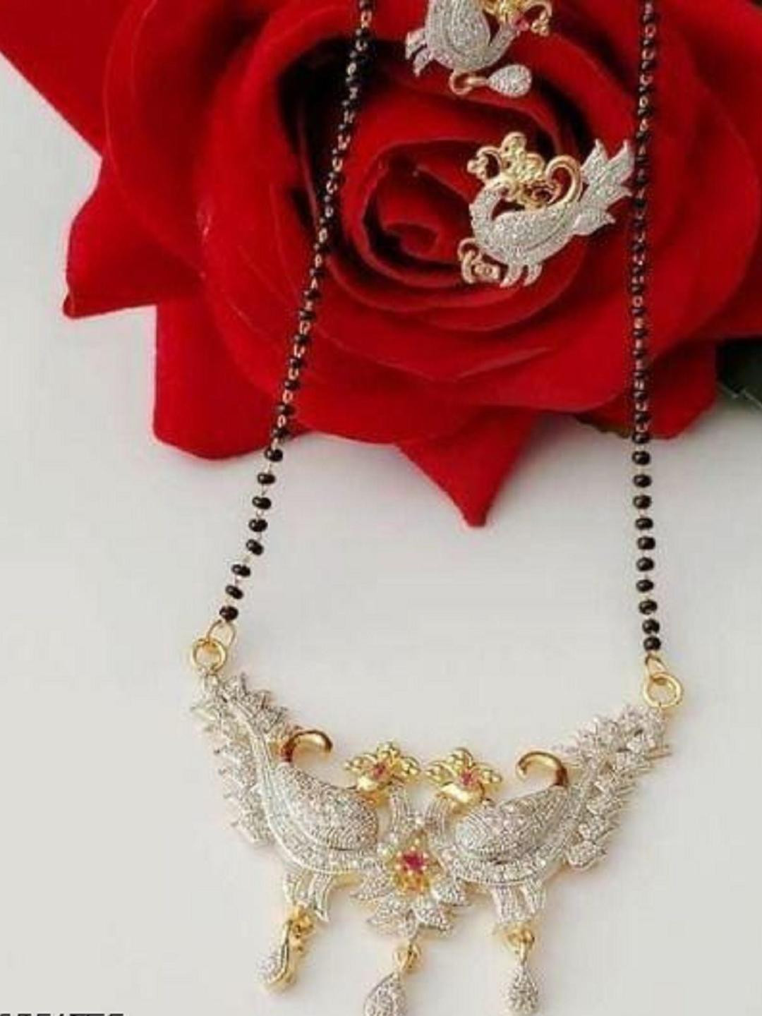 Anouk Fancy Gold-Plated Diamond Peacock Mangalsutra Set