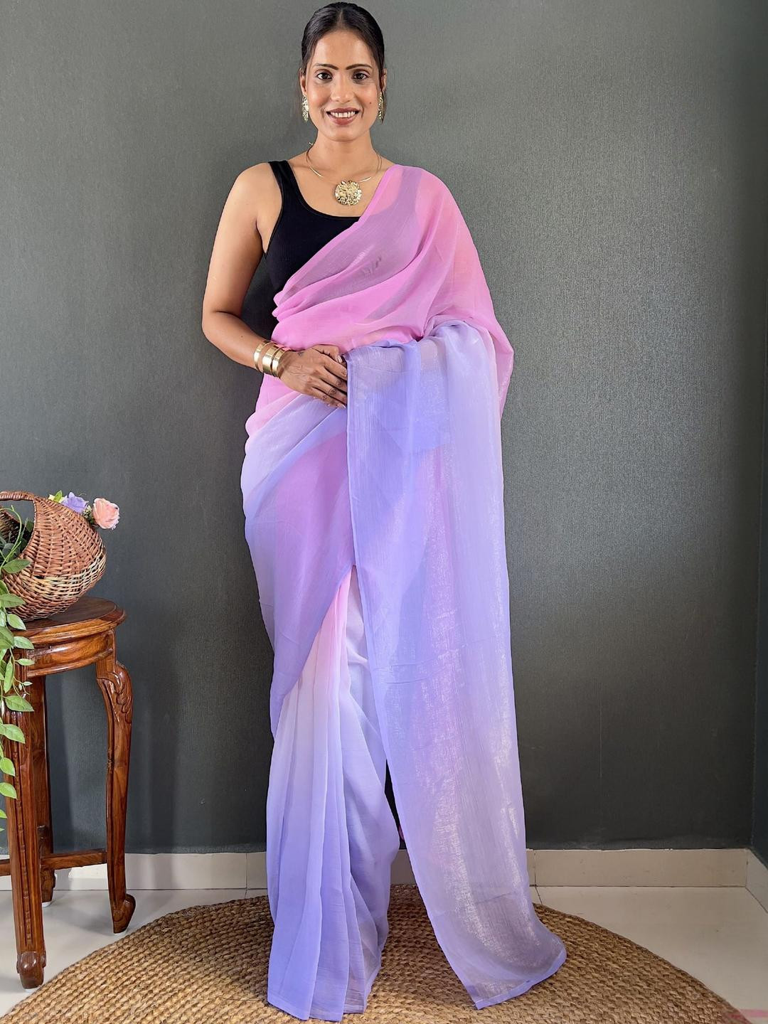 Georgette Two Tone Ready to Wear Ssaree