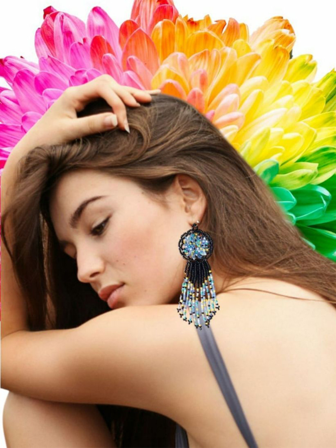 Evince MODE Artificial Beads Beaded Contemporary Drop Earrings