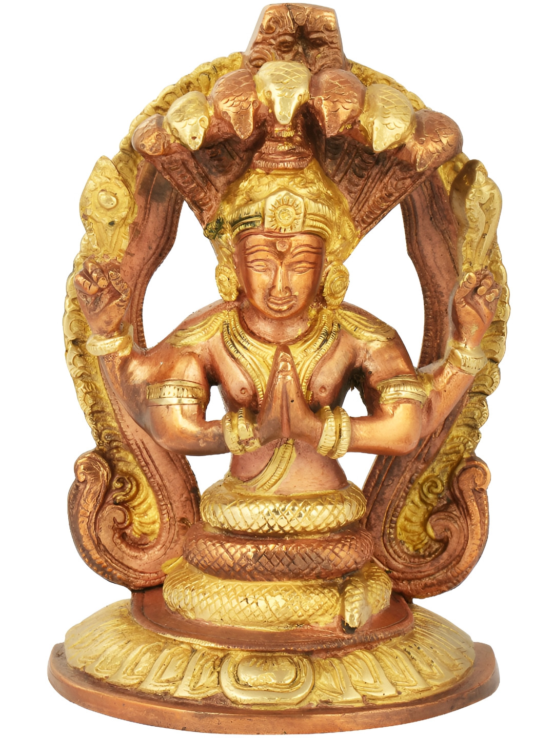Exotic India Copper-Toned & Gold Toned Lord Patanjali Religious Brass Idol Showpiece