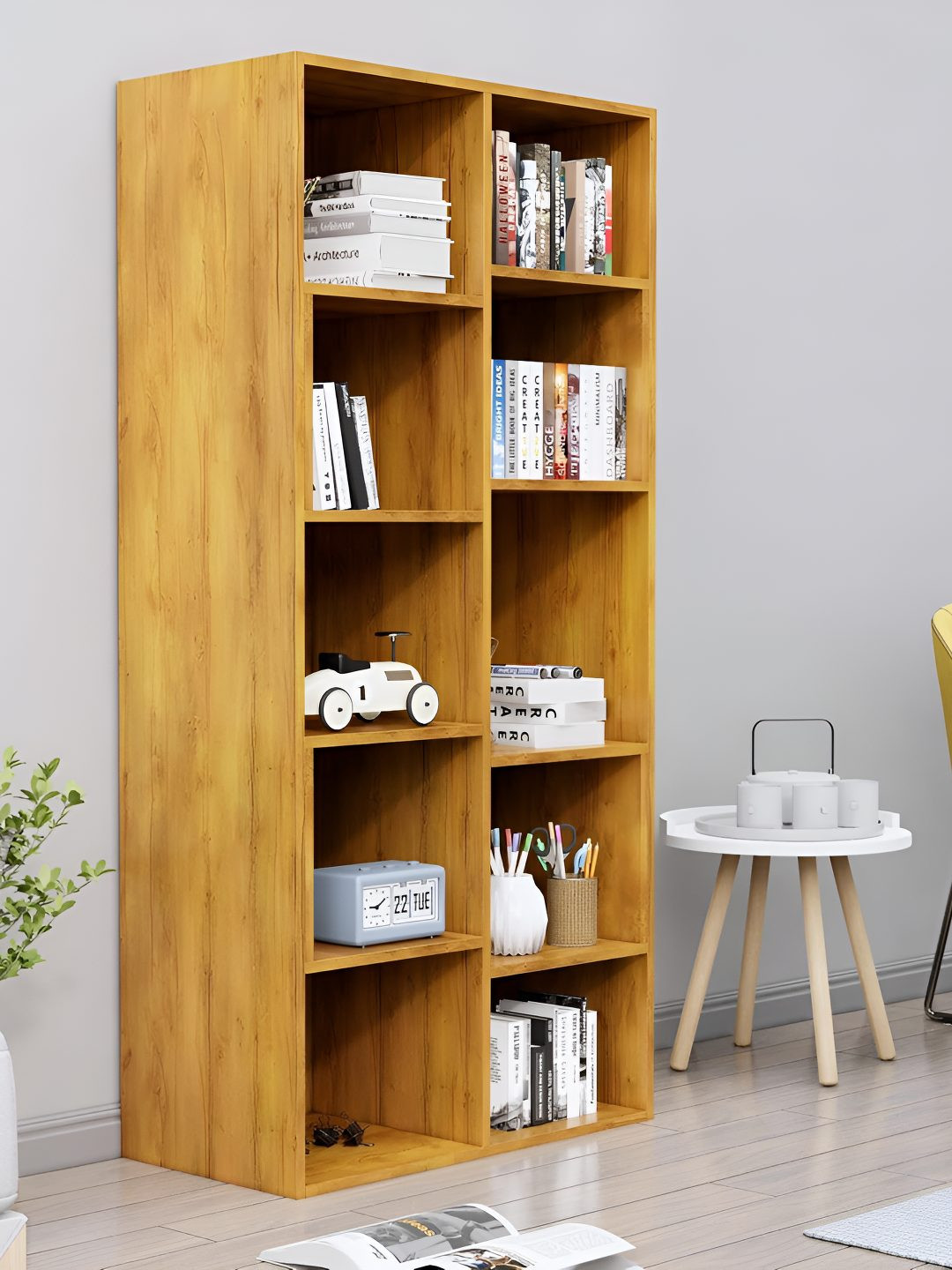 HEXA RED Beige Wooden Book Shelf
