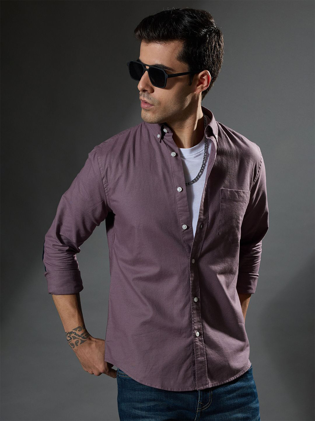 Espanshe Slim Fit Oxford Button-Down Collar Pure Cotton Casual Shirt