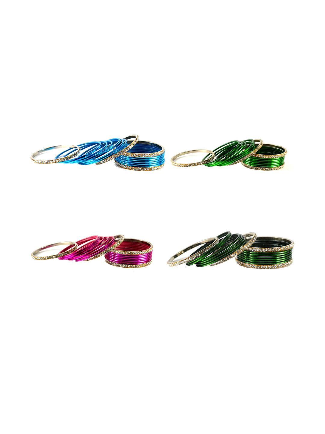 Multicolor  Brass Stone Stud Bangle Combo
