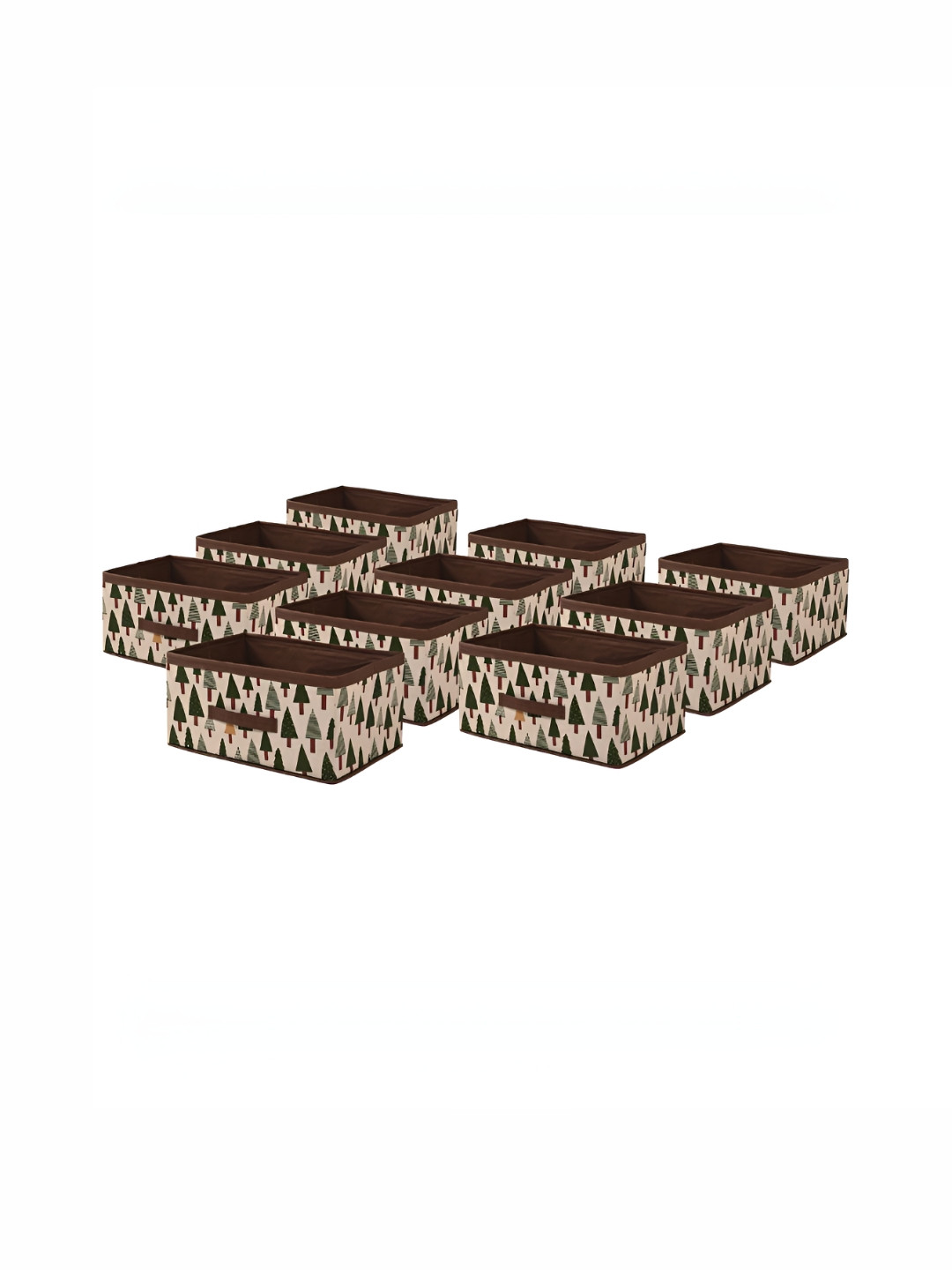 Aura Brown 10 Pcs Foldable Multi-purpose Cloth Organizer for Storage Box Drawing Handle