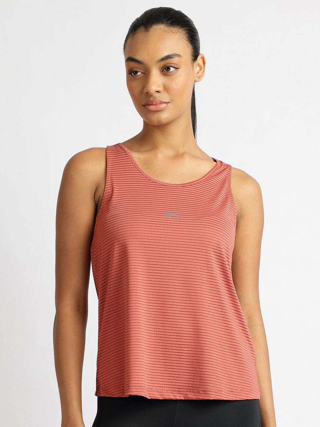 Reebok Women Striped  Tank  Sports Top