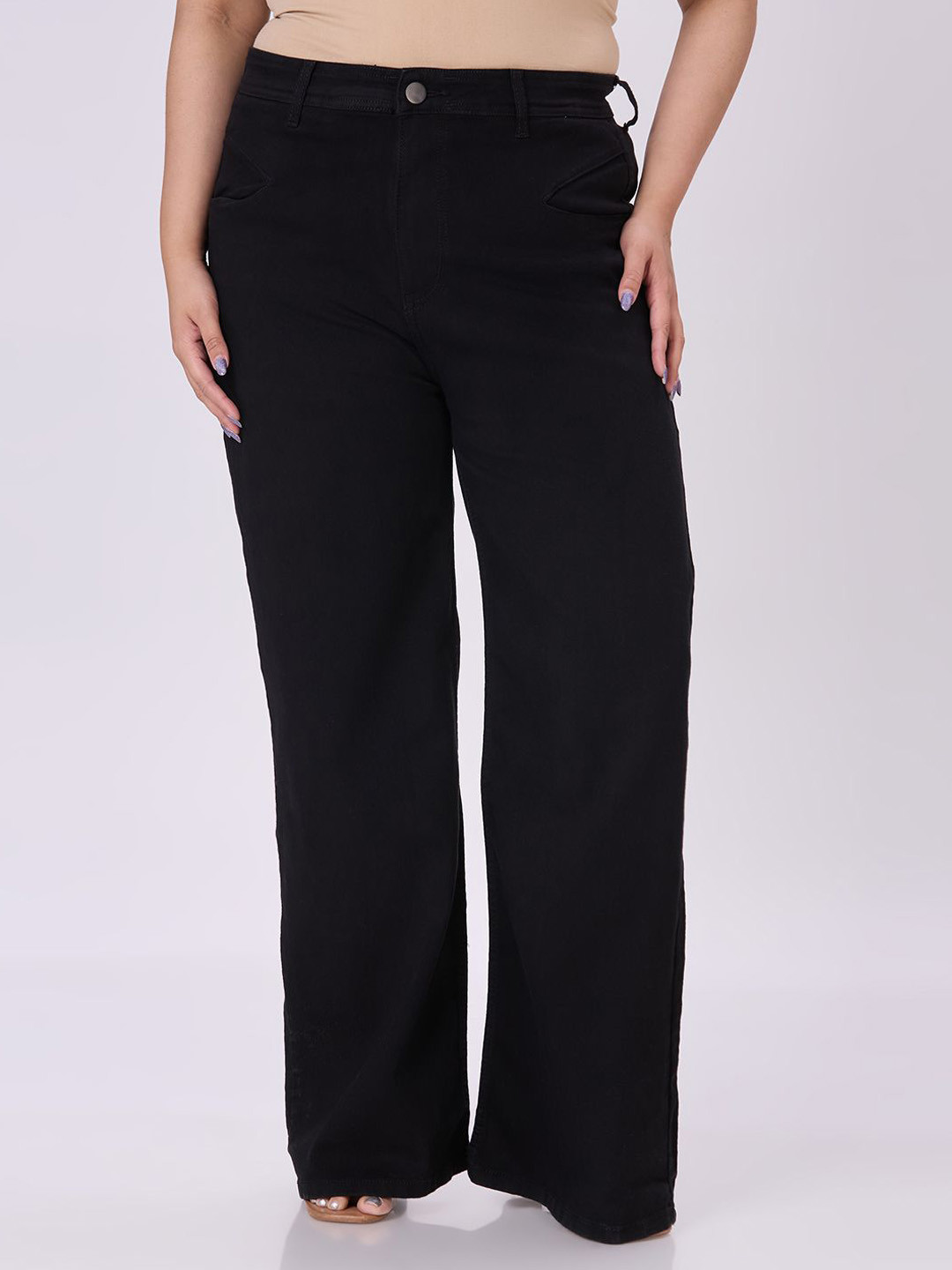 Style Quotient Women Plus Size Wide Leg Mid-Rise Stretchable Jeans