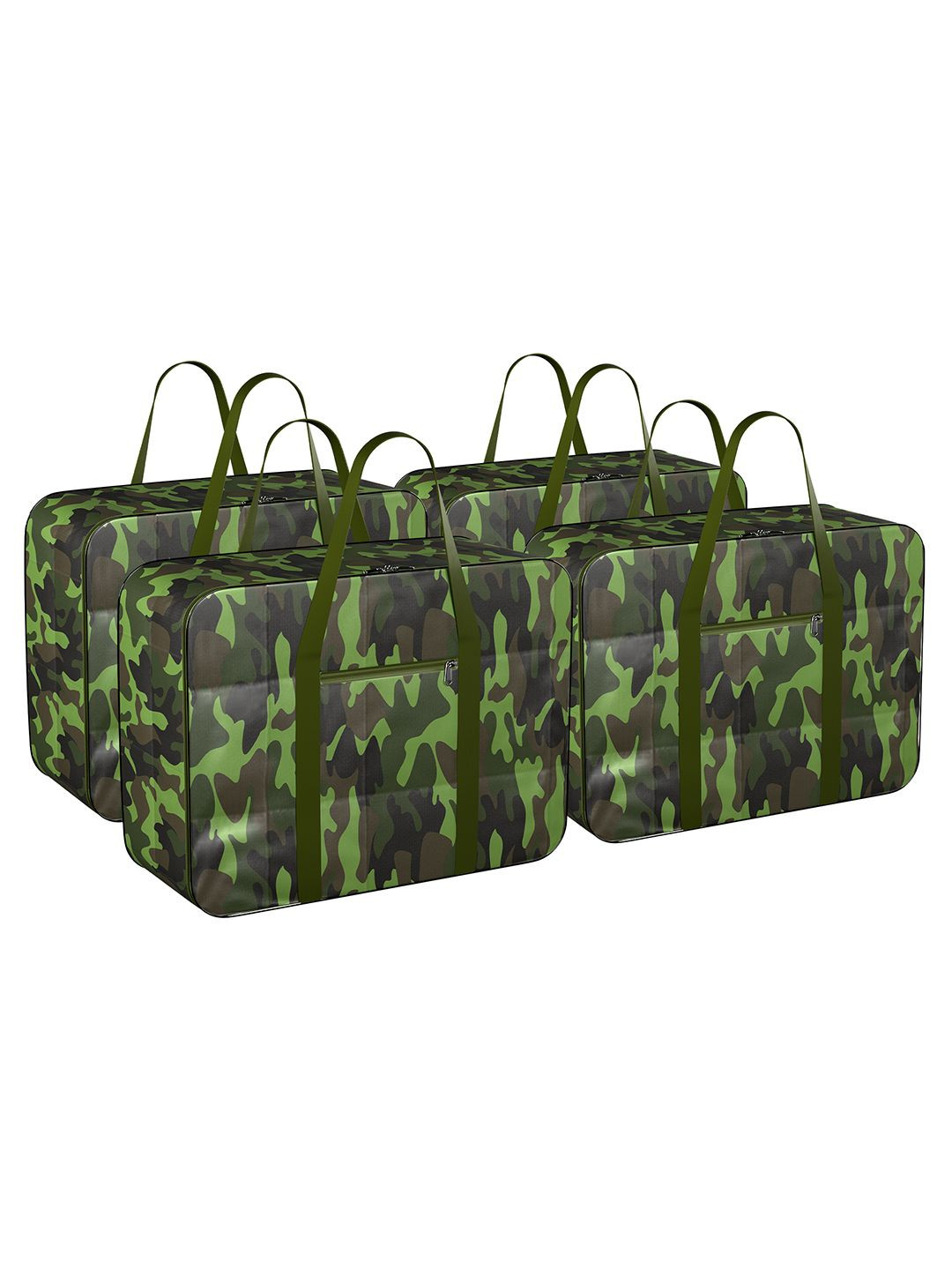 Kuber Industries Set of 4 Green Parachute Under Bed Storage Bag Organisers