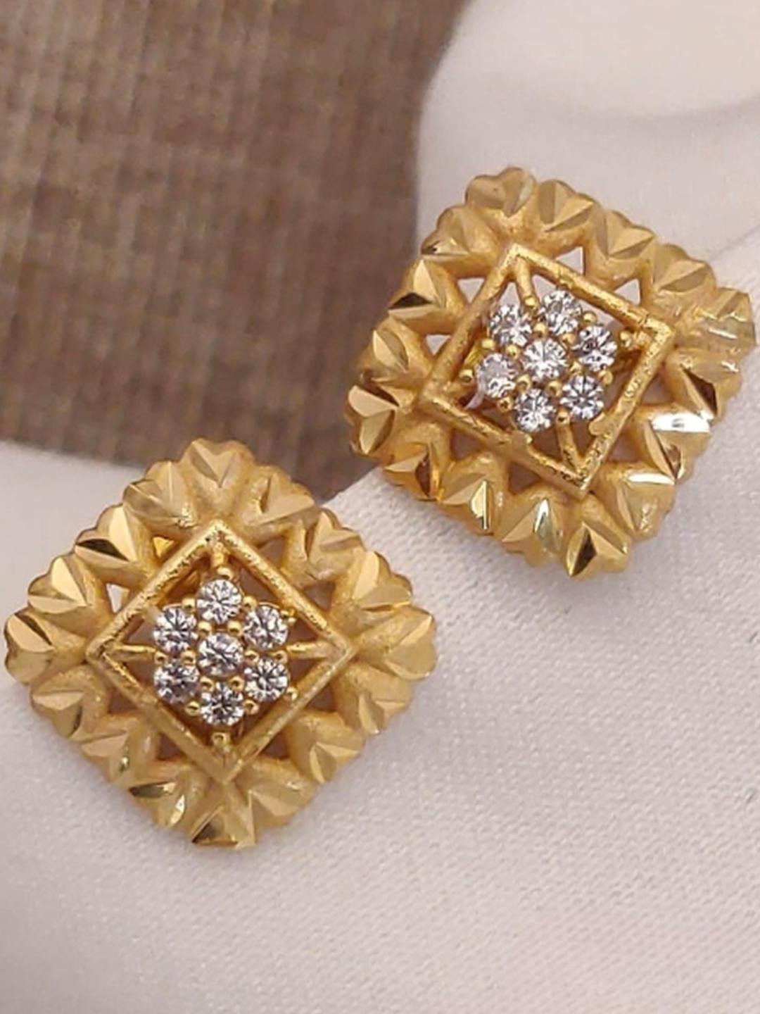 RACHANA FASHION Gold-Plated American Diamond Studs Earrings