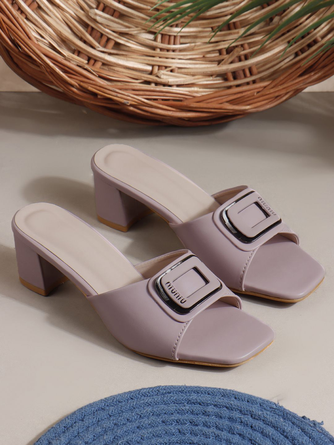AVIVASTYLE Women Solid Block Square Toe Heels