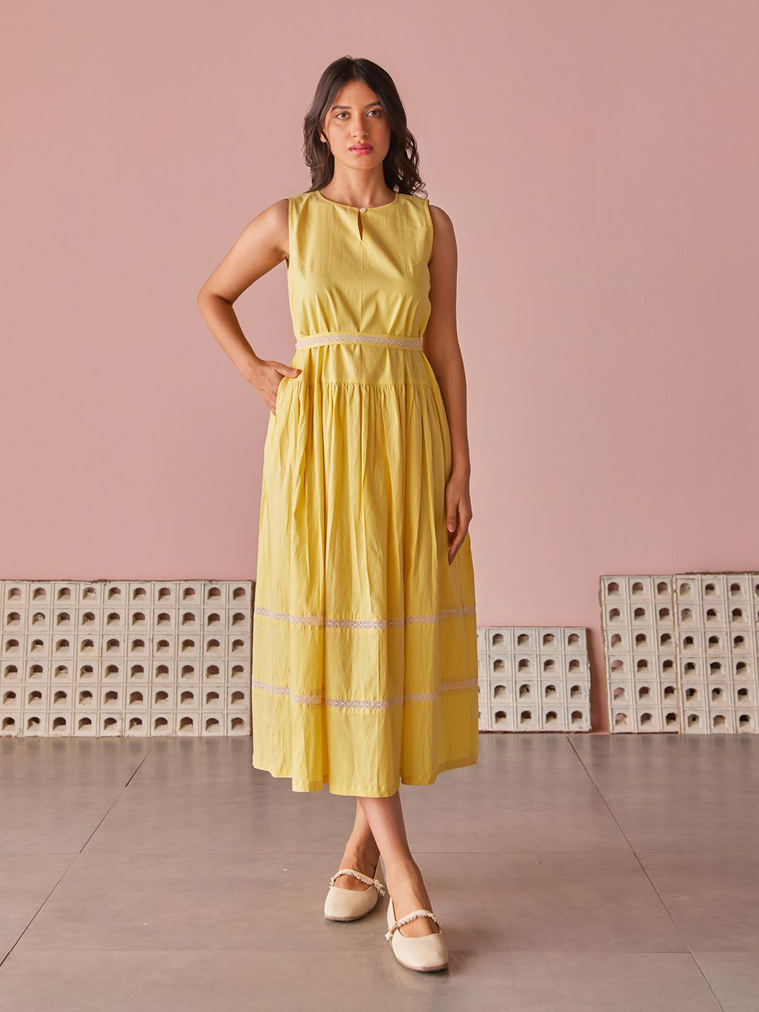 The Yellow Bow Morning Dew Cotton Modal Waist Down dress