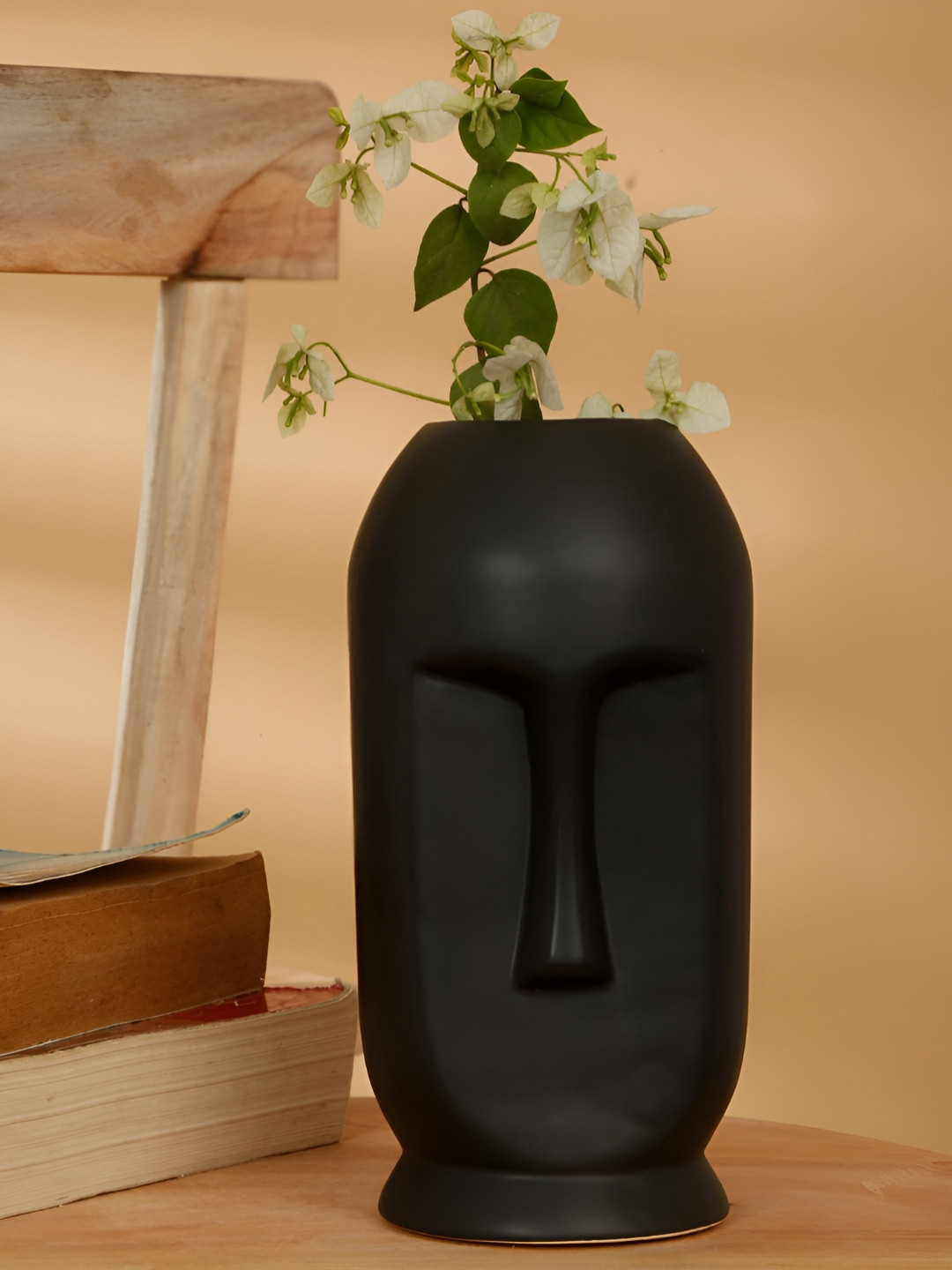 Arrabi Black Textured Ceramic Stoneware Matte Vase