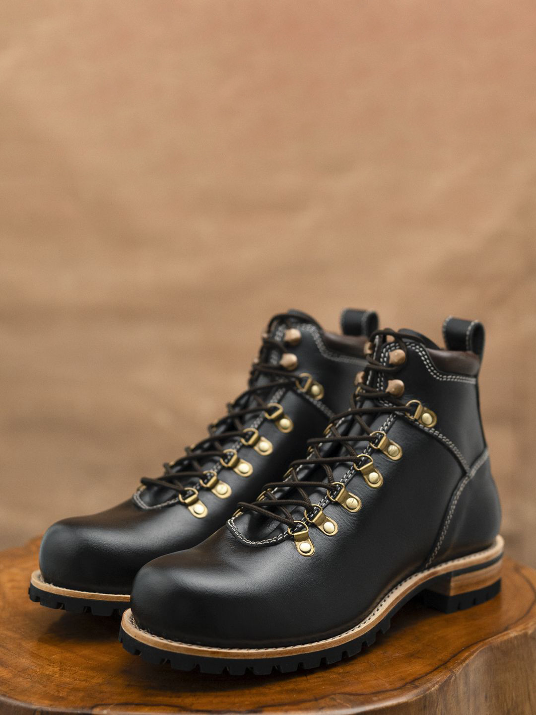 Craft & Glory Men Leather Laced Up Hiking Boots