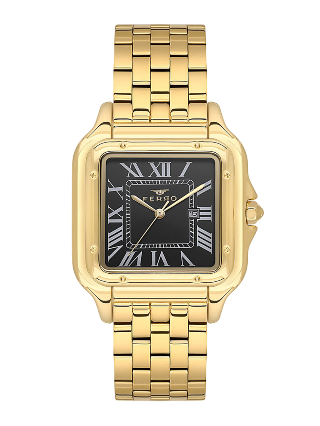 Ferro Men Brass Dial & Stainless Steel Bracelet Style Straps Analogue Watch FL21622A-B2