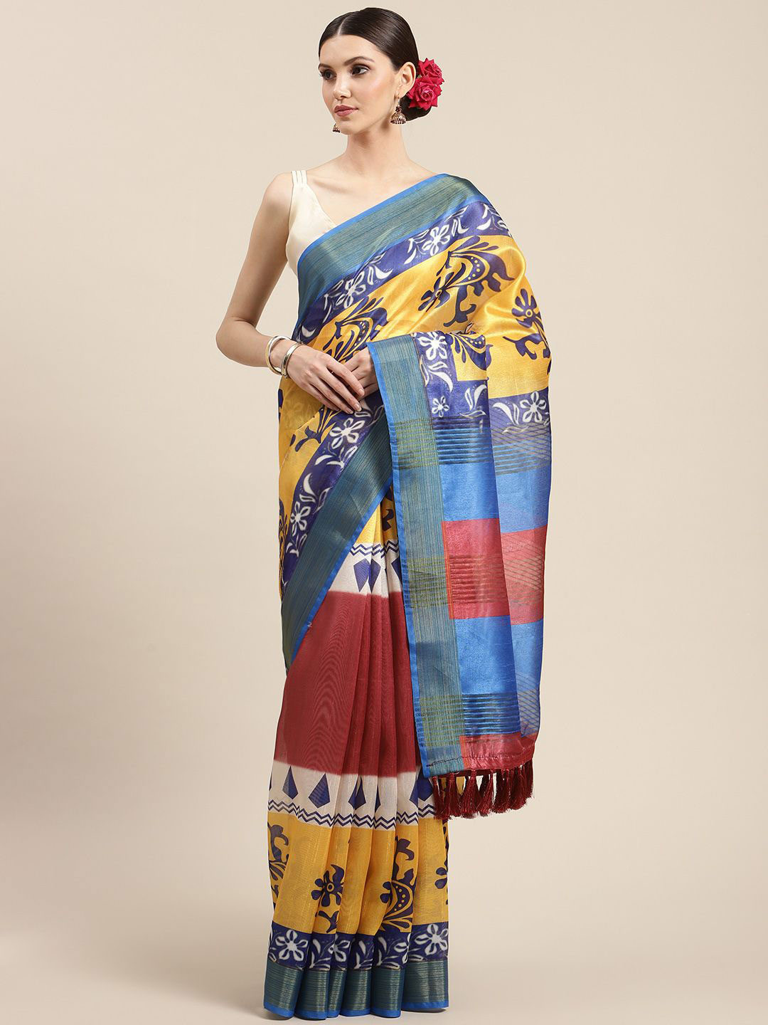 DIVASTRI Batik Zari Art Silk Banarasi Saree