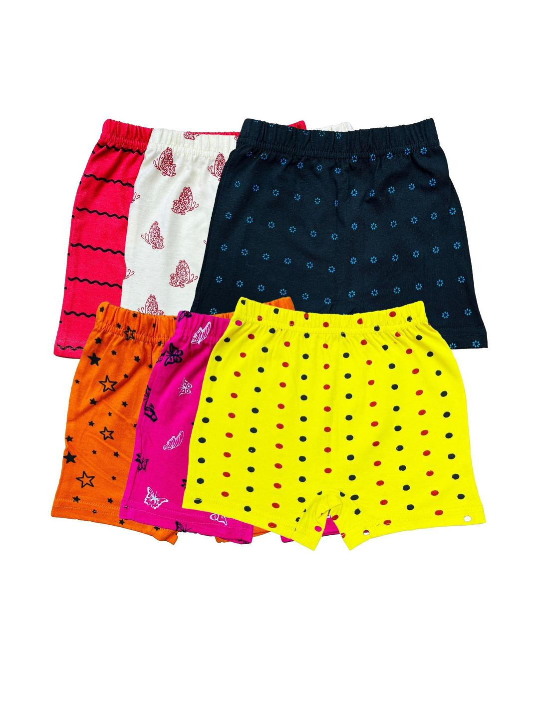 Fasha Kids Unisex Pack of 6 Graphic Printed Regular Fit Mid-Rise Shorts