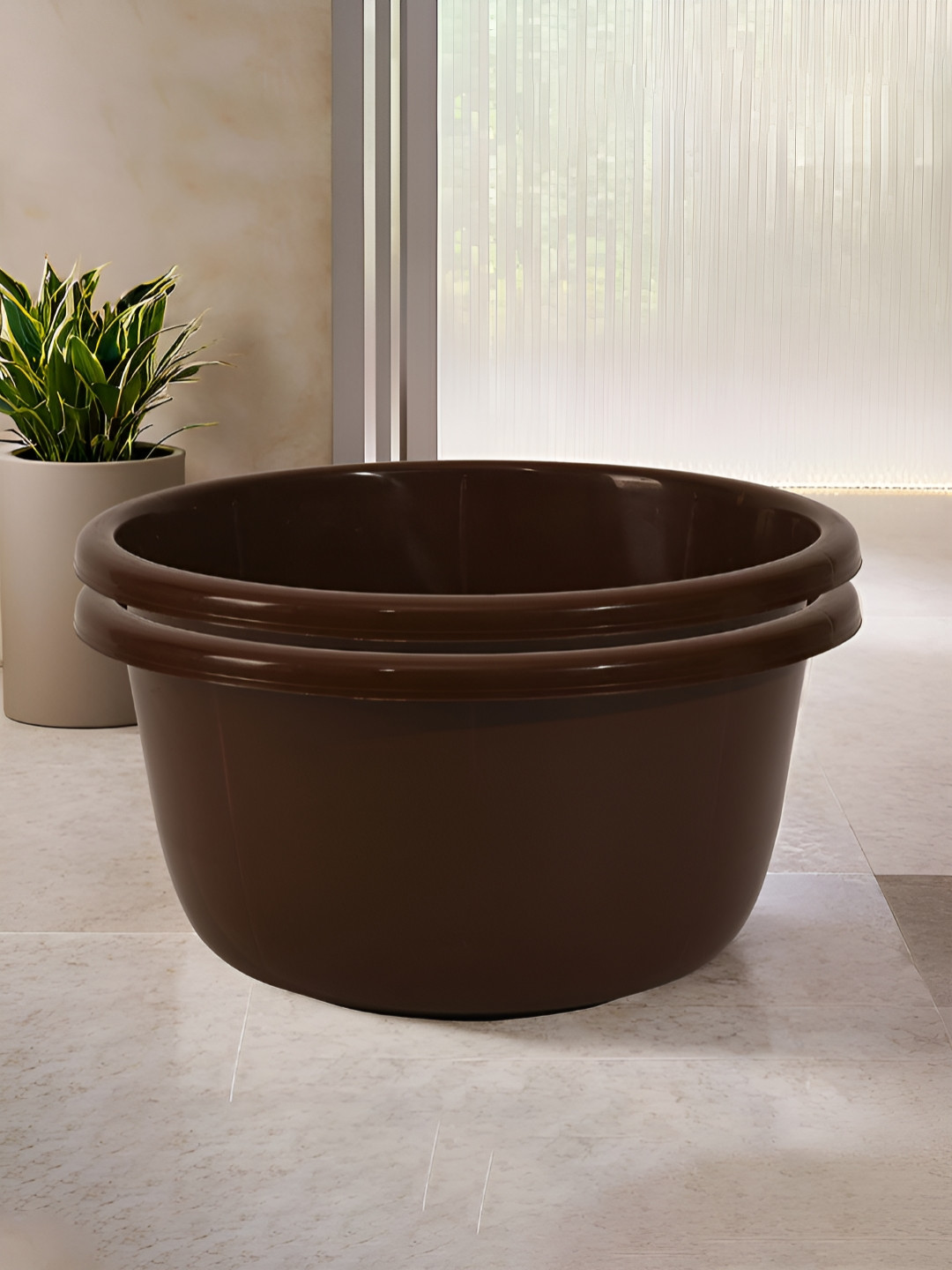 Aura Brown 2 Pcs 40 Liter Multipurpose Bath & Washing Clothe Tub
