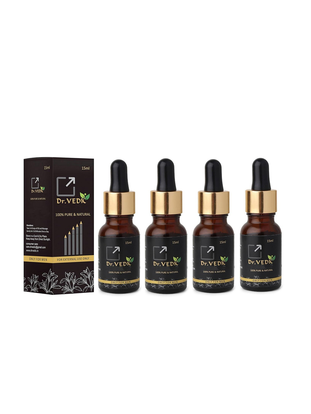 Dr Vedic Set Of 4 100% Pure & Natural Massage Oil- 15 ml Each