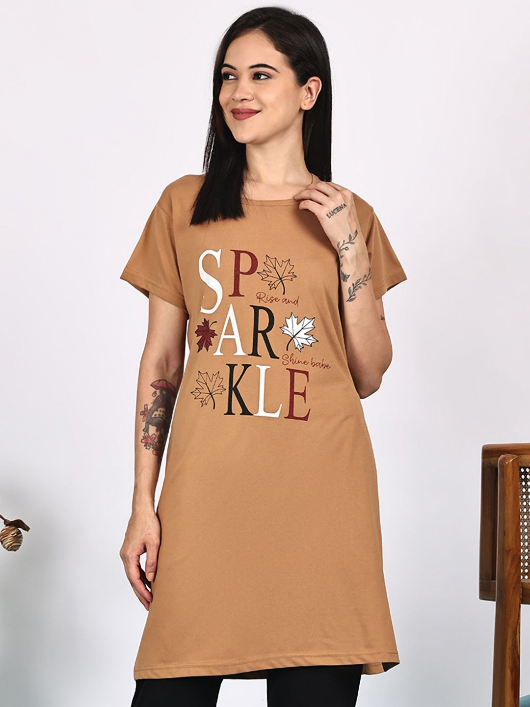 VANYA Typography Printed Short Sleeves Cotton T-shirts