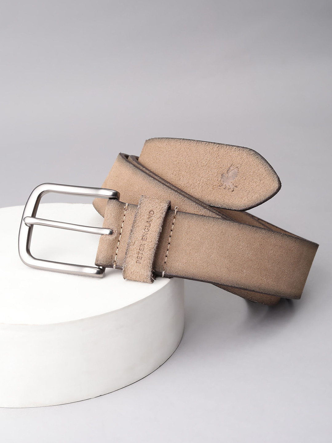 Peter England Men Solid Beige Leather Belt