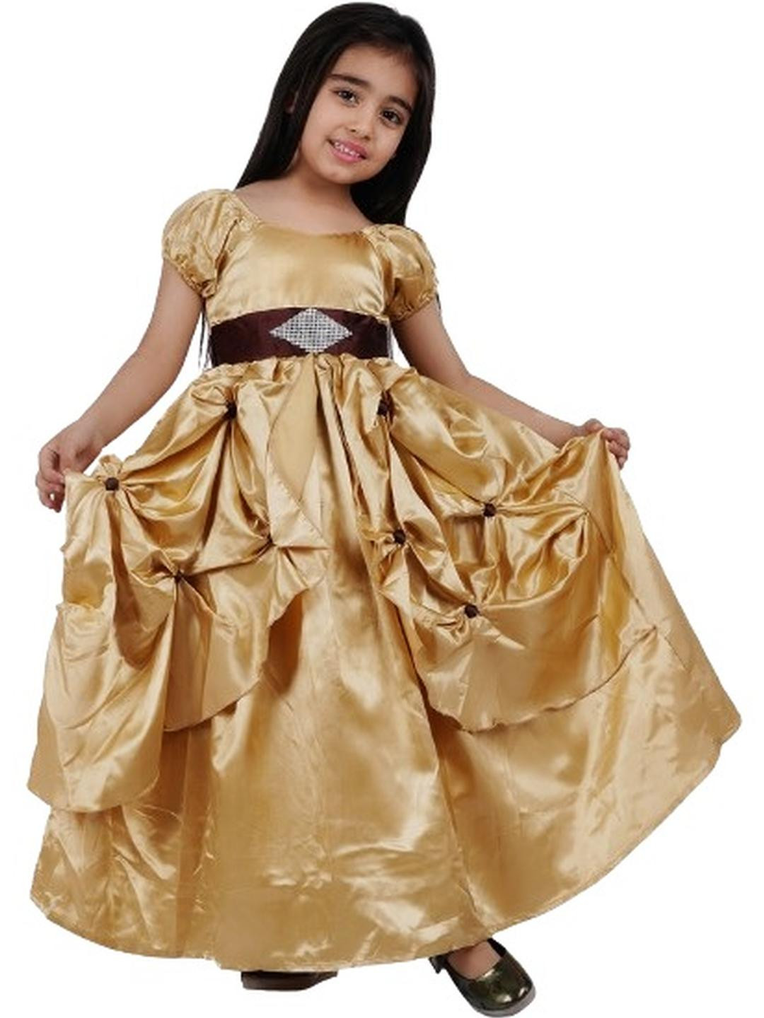 Shahina Fashion Girl's Satin Maxi Princess Gown Dress