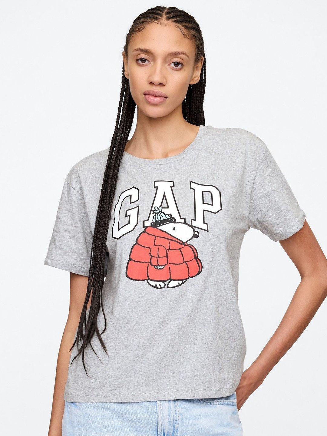 GAP Snoopy Printed Pure Cotton Slim Fit Round Neck T-Shirt
