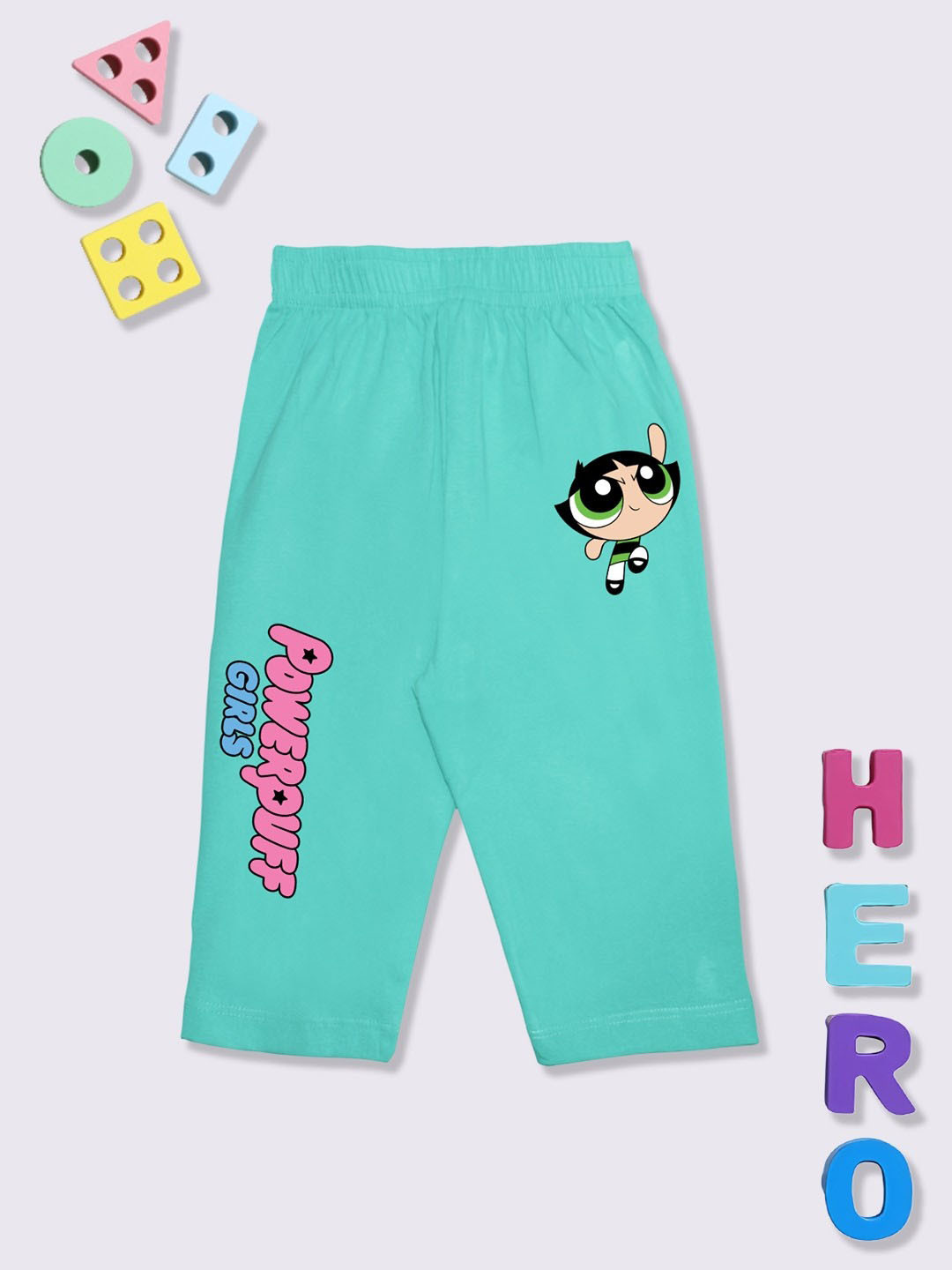 YK X Minute Mirth Girls Powerpuff G Printed Pure Cotton Capris