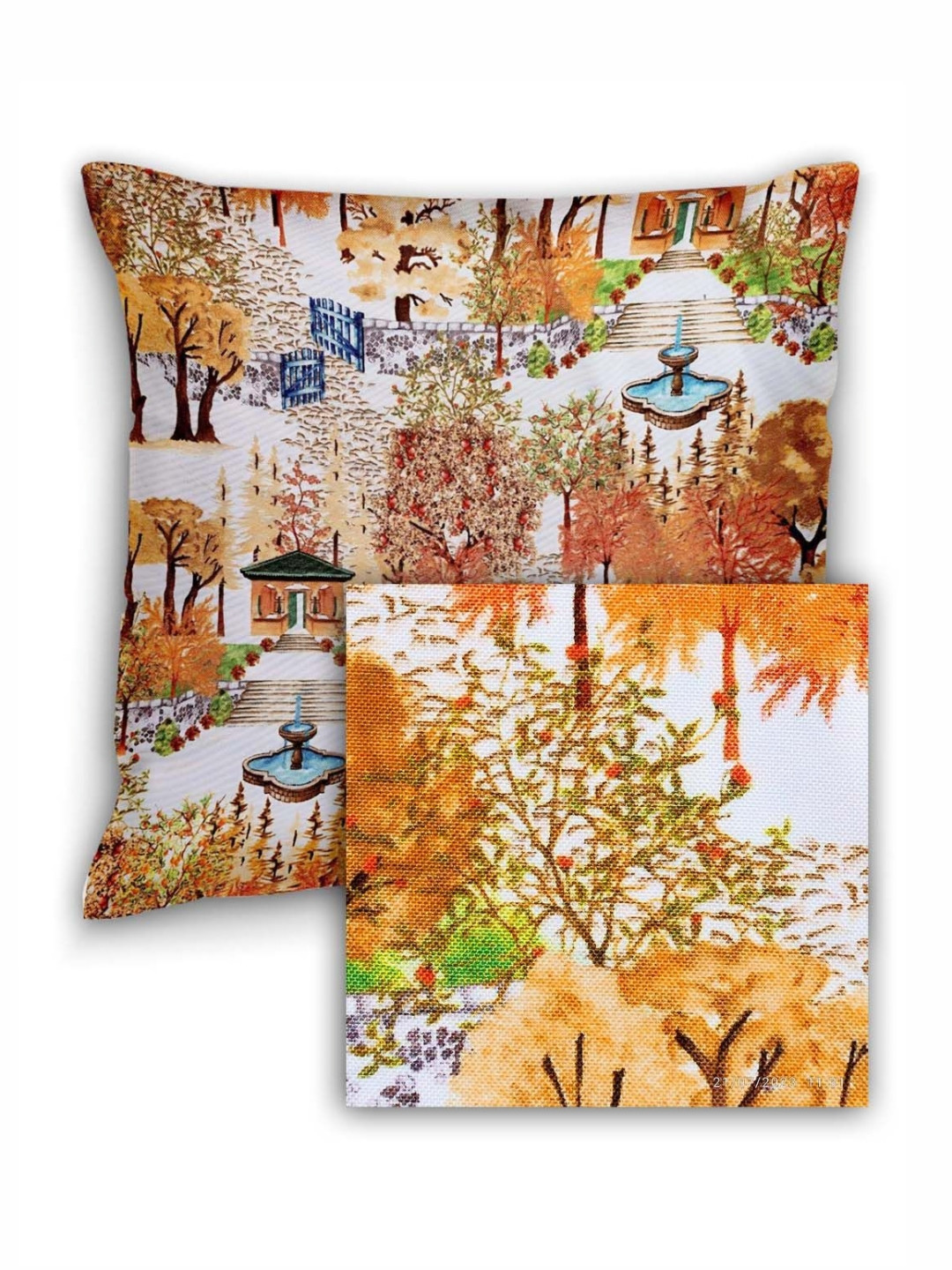 Organifly Living Products Yellow & Orange Set of 4 Abstract Square Cushion Covers