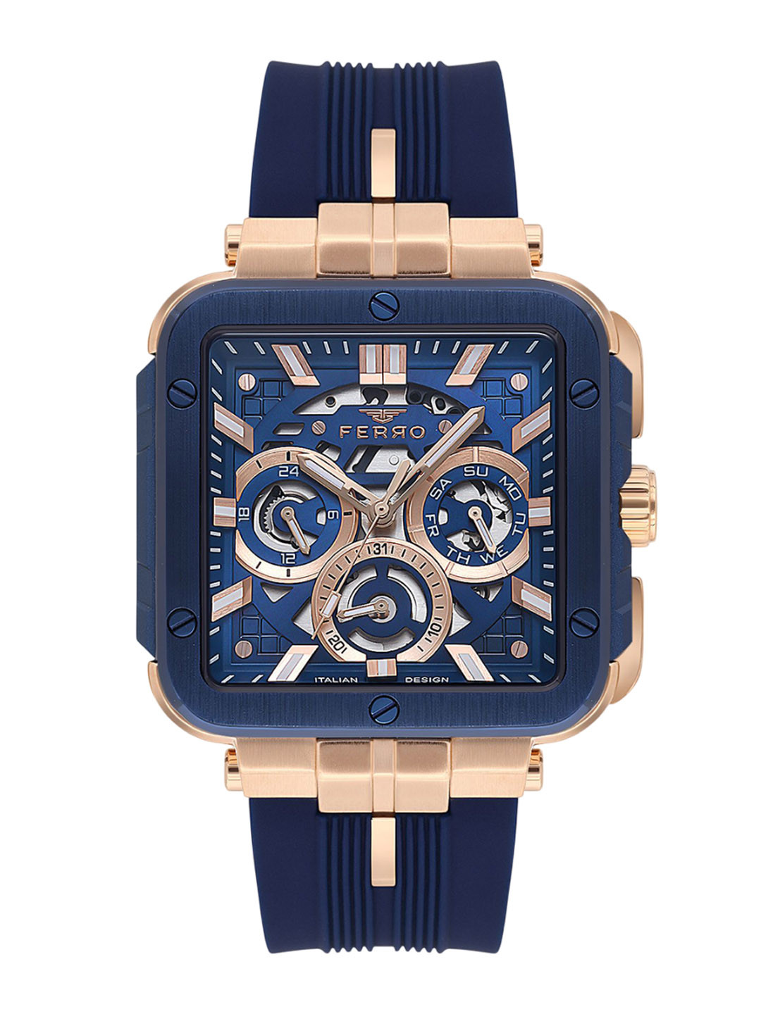 Ferro Men Brass Dial & Straps Analogue Watch FM11572D-T
