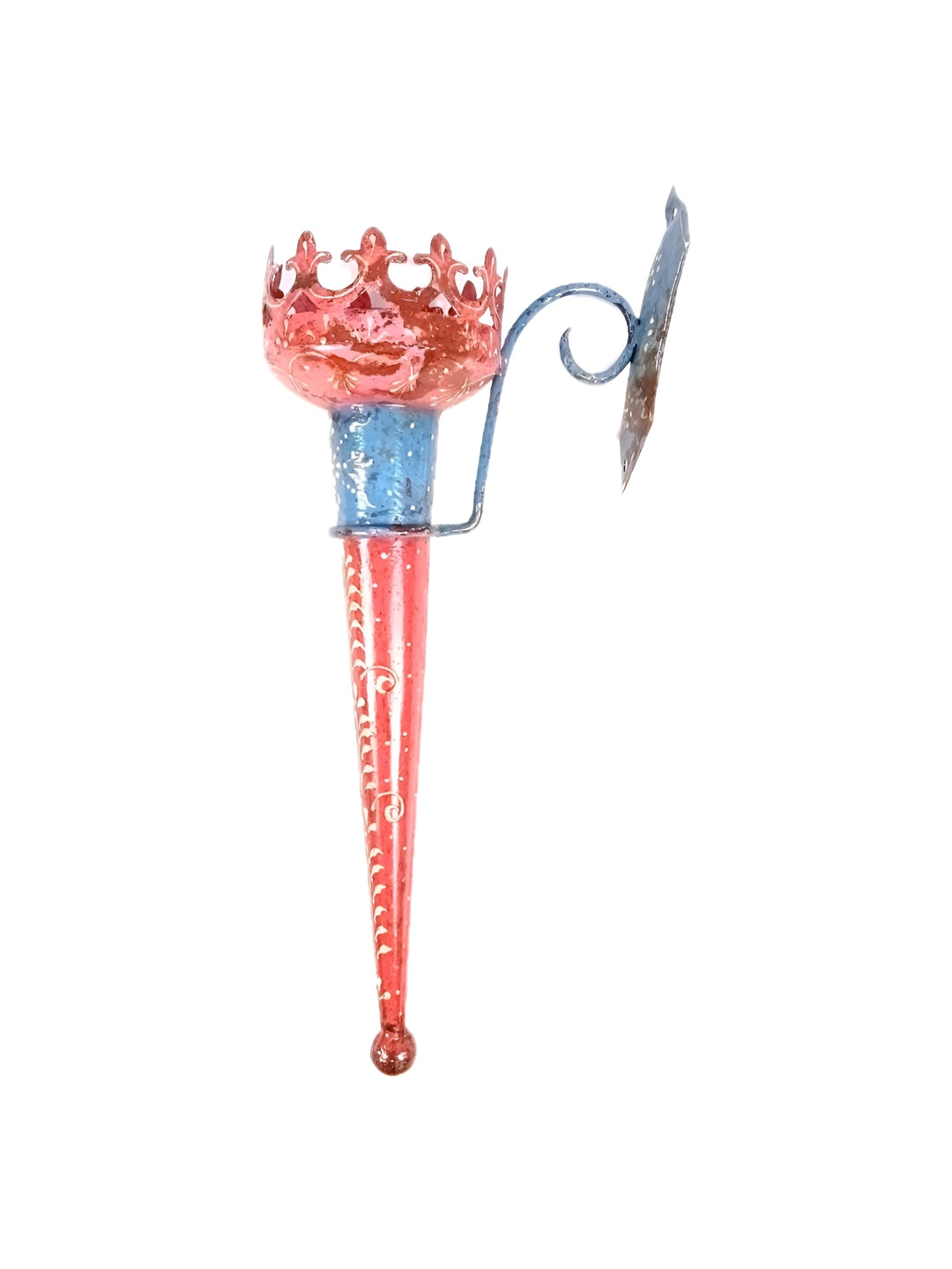 apka mart Mashaal Red & Blue Textured Metal Tea Light Candle Holder