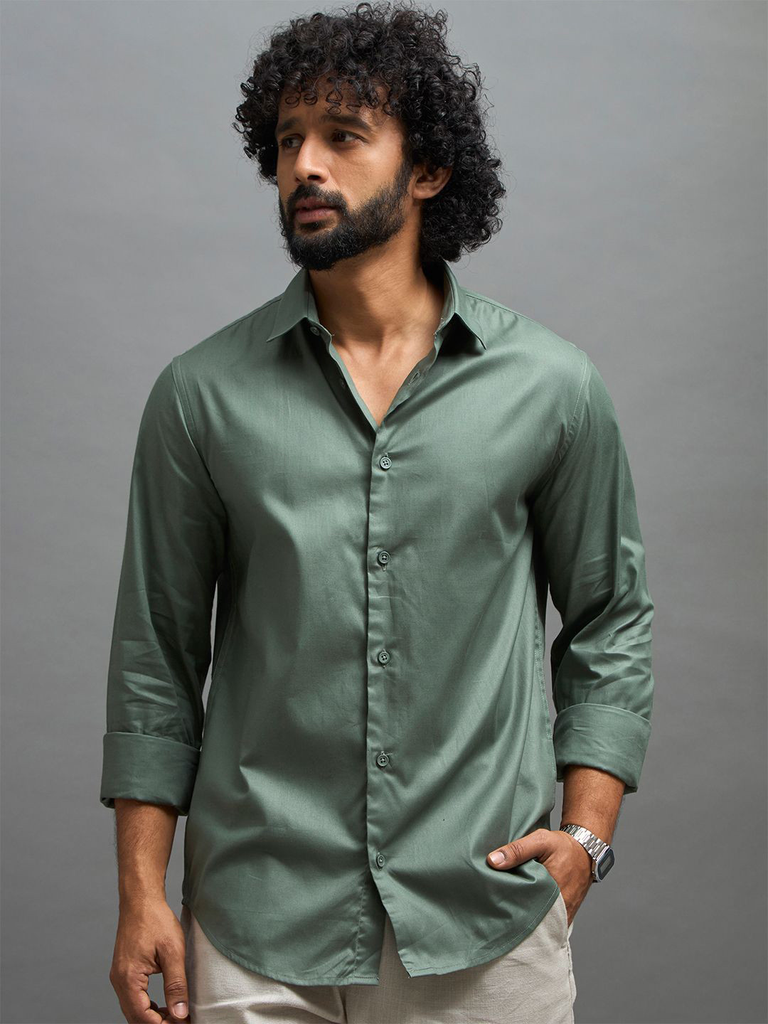 Espanshe Calanthe Slim Fit Twill Pure Cotton Casual Shirt