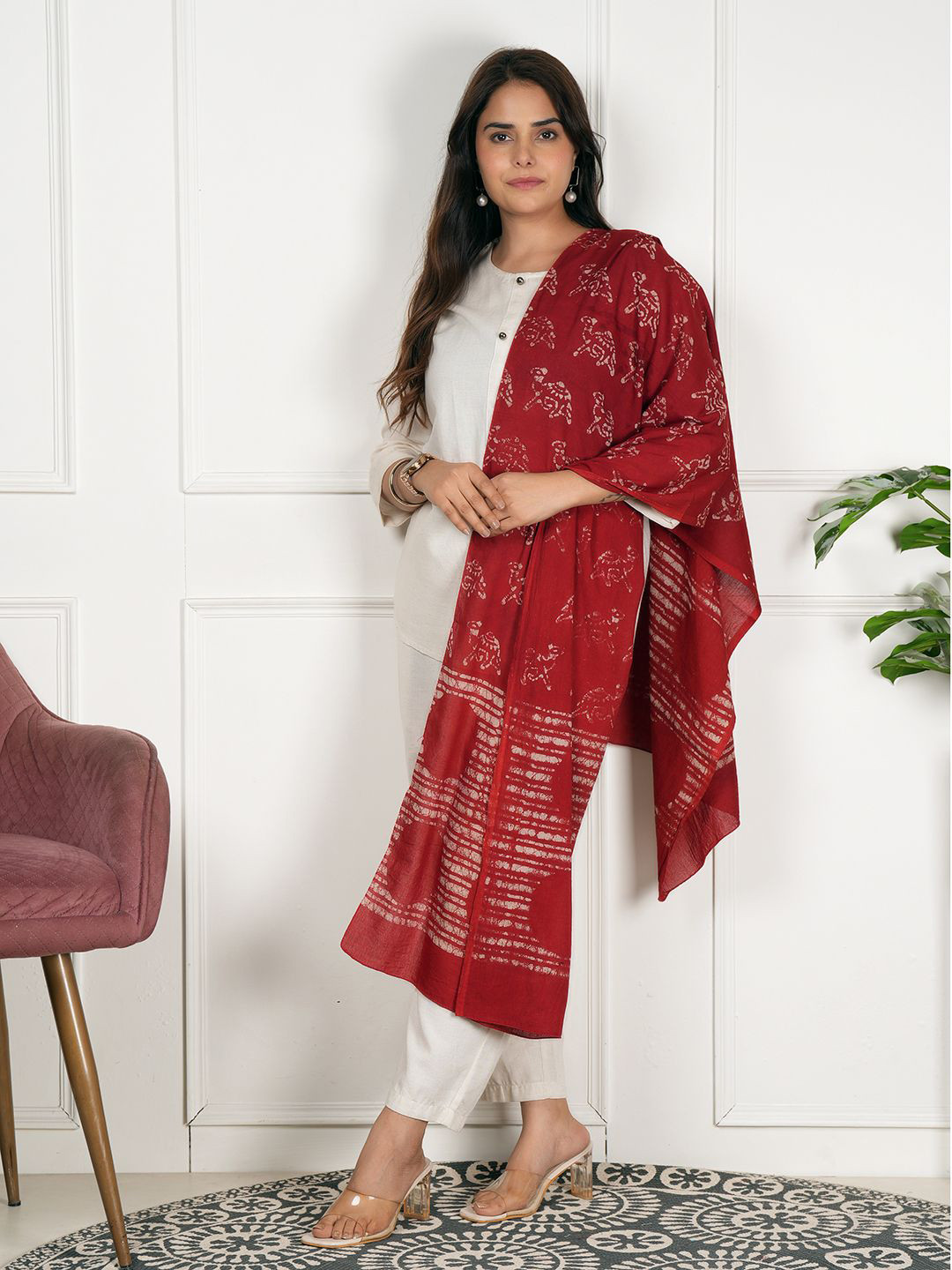 Style Shoes Camel Printed Cotton Stole