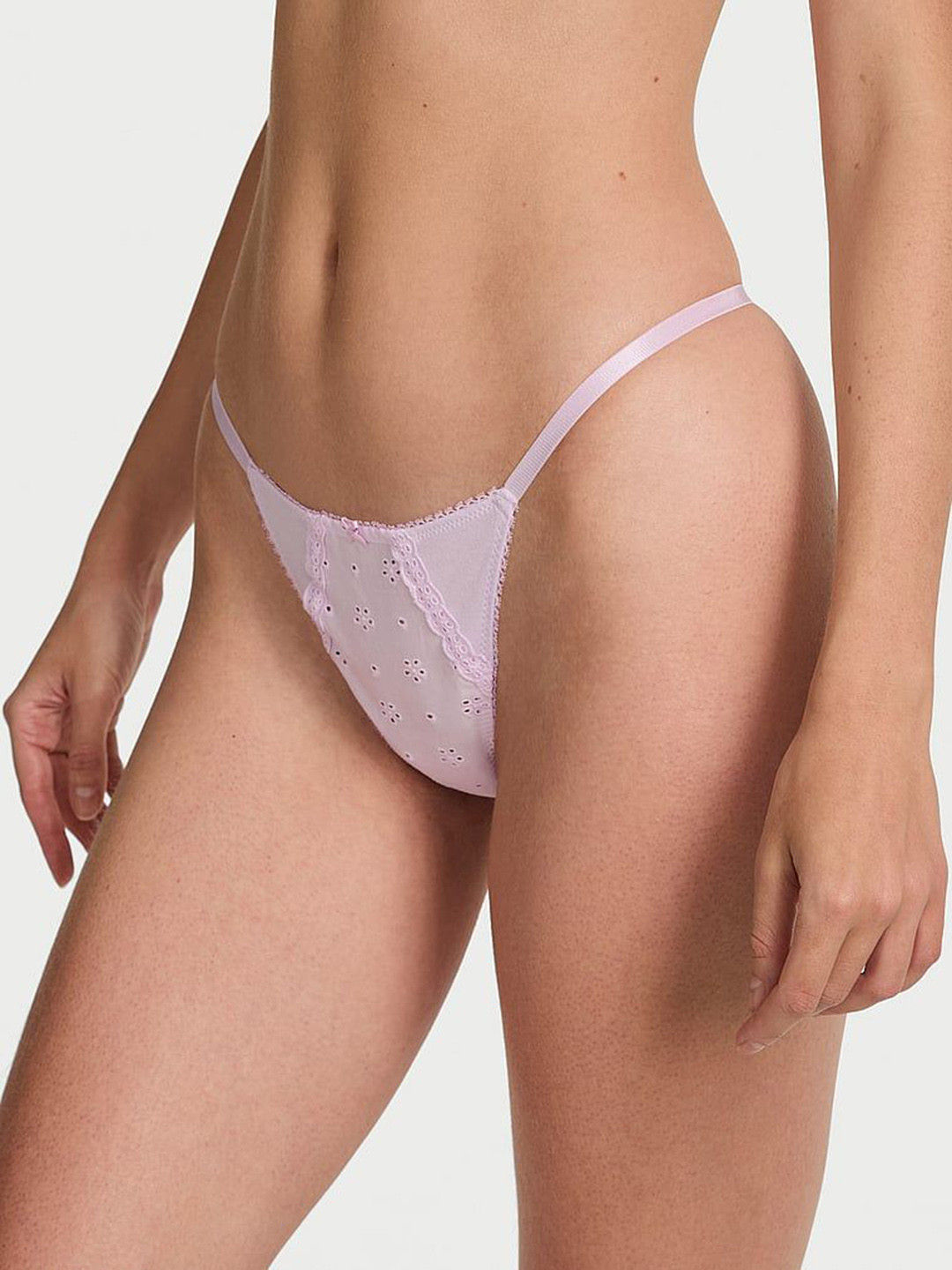 Victoria's Secret Cotton Stretch Low-Rise Eyelet V-String Brief 1126560714EV