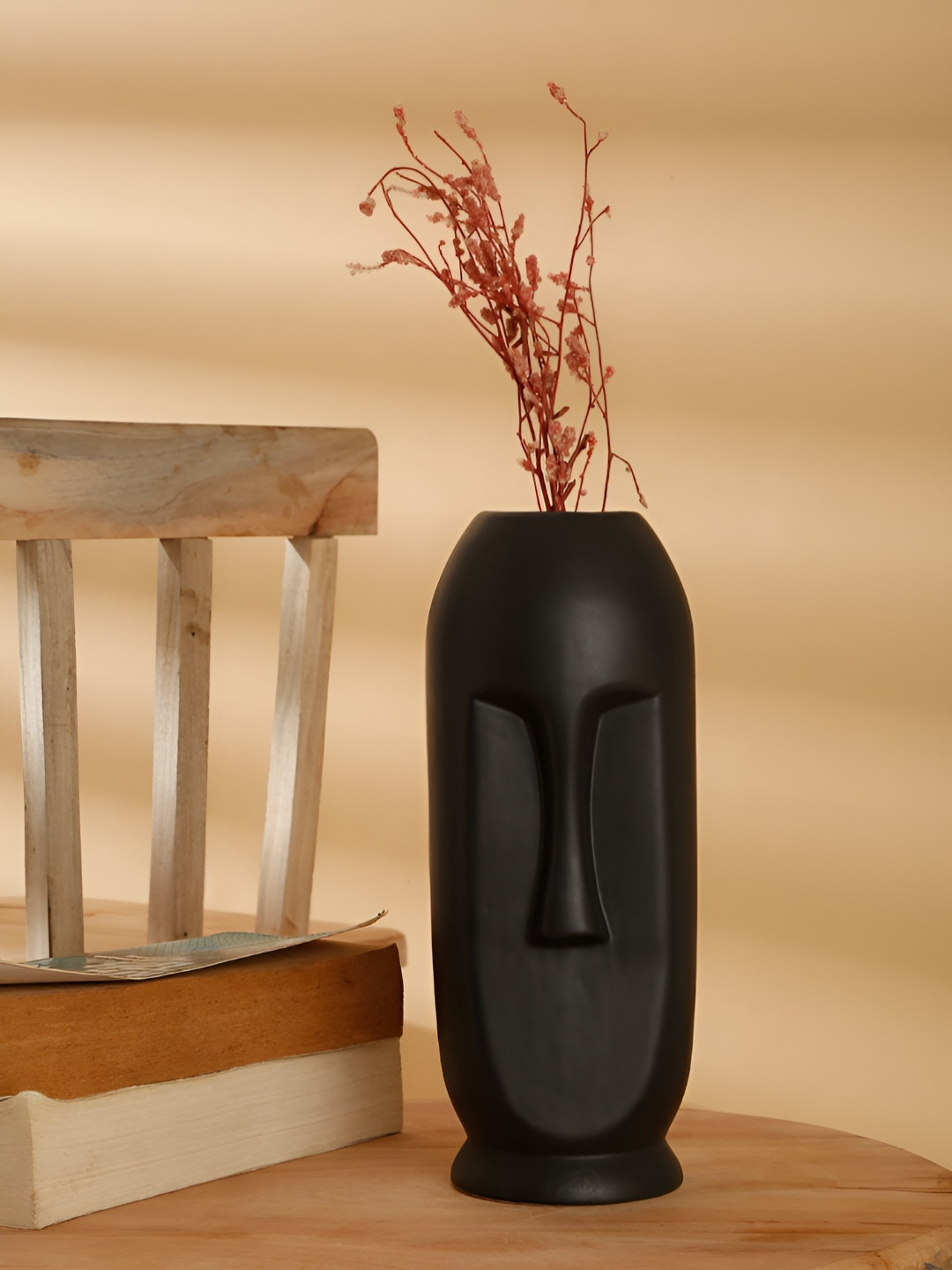 Myntra Elegant Homes Black Textured Ceramic Stoneware MatteVase