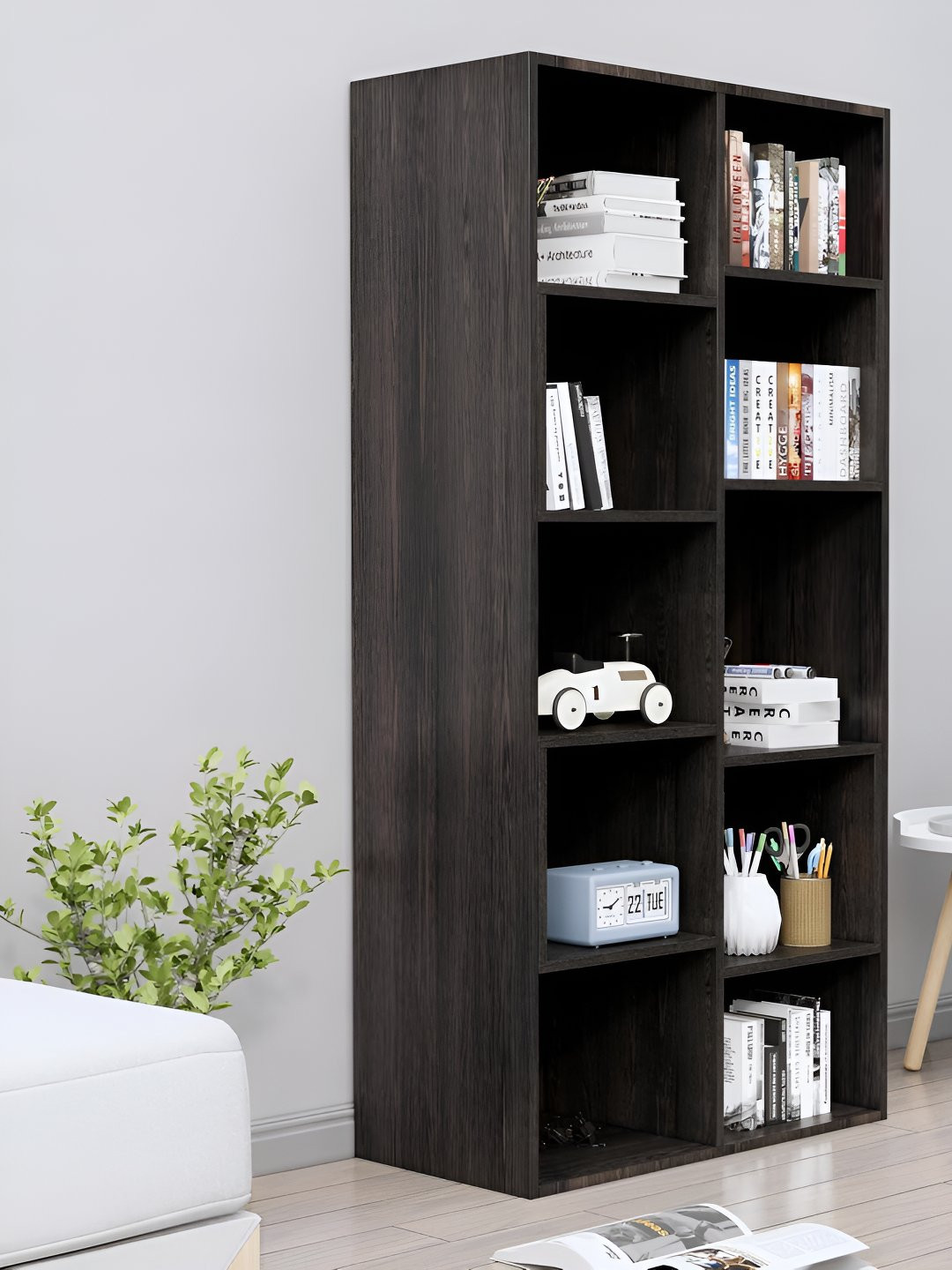 HEXA RED Brown Wooden Study Book Shelf