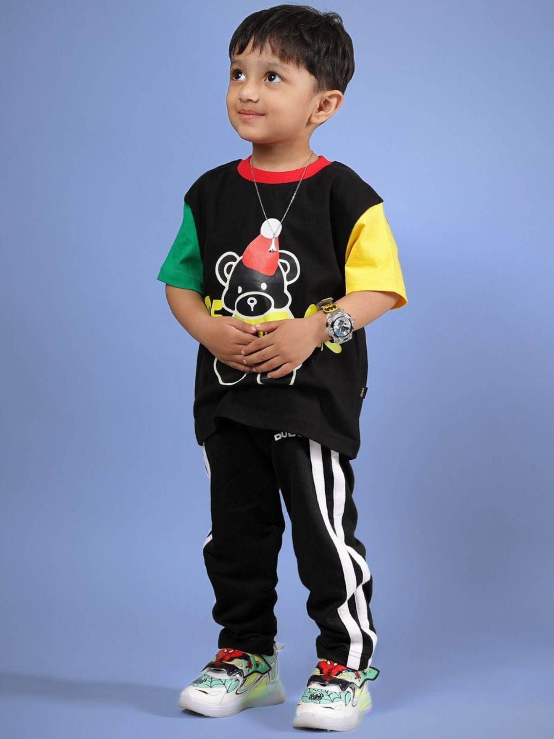 WEARDUDS Kids Mocha Printed Pure Cotton T-Shirt With Trouser