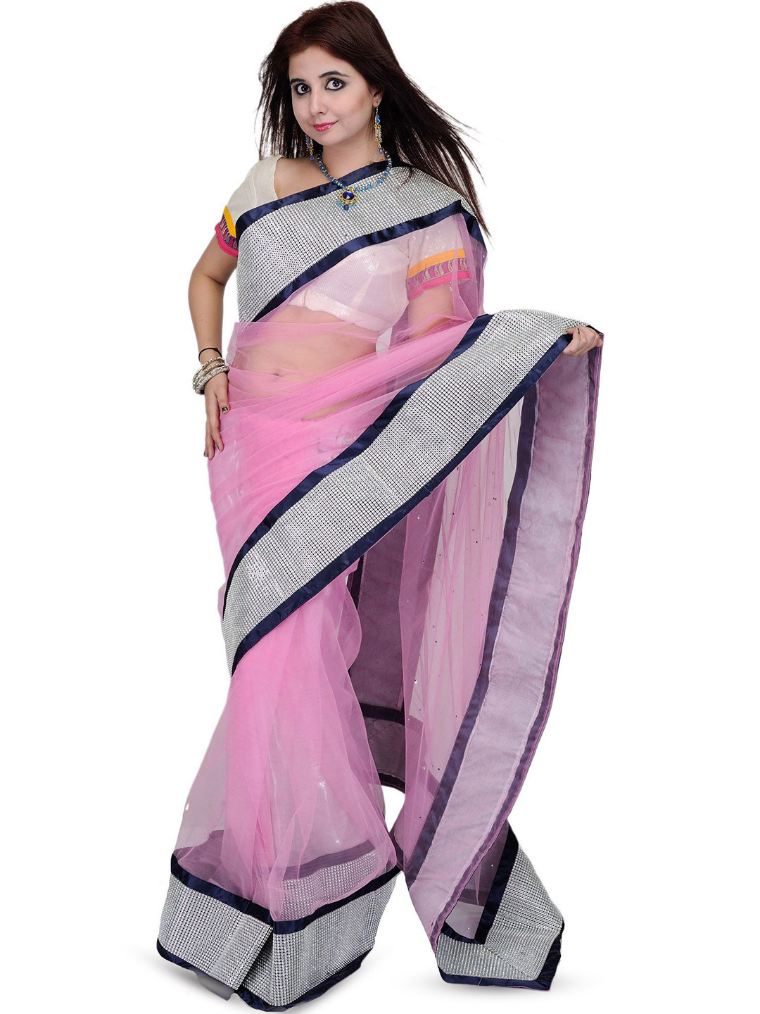 Exotic India Embellished  Net Saree