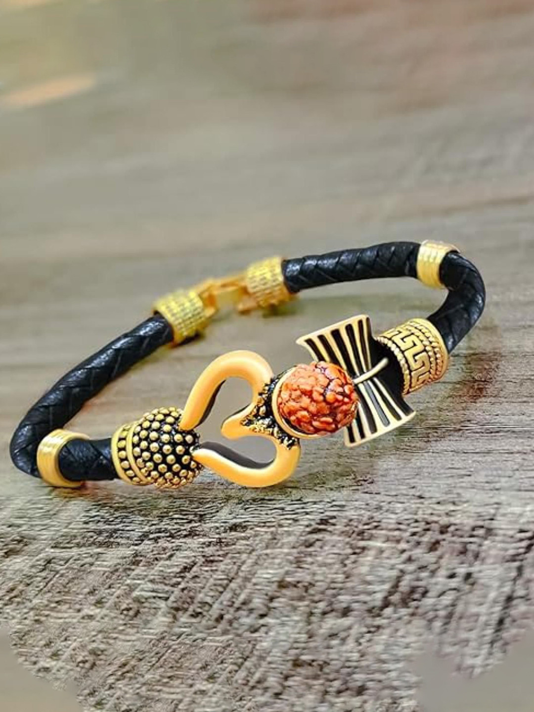 DN ENTERPRISES Unisex Shiva Trishul Damroo Rudraksha Wraparound Bracelet