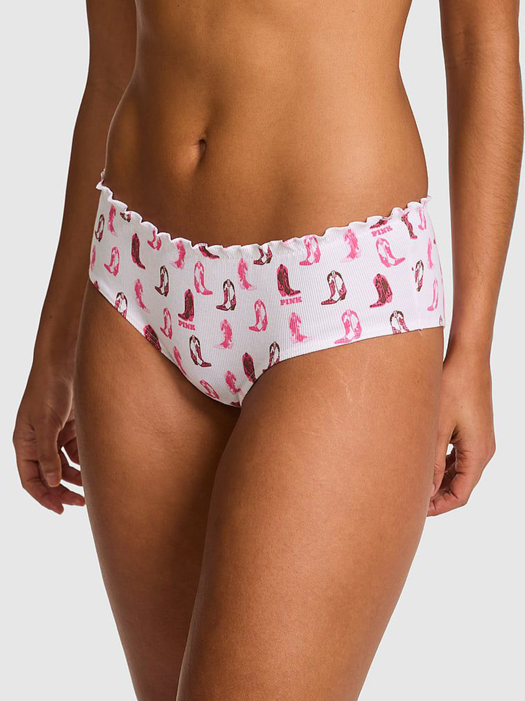 Victoria's Secret Printed Seamless Ruffle-Trim Back-Tie Basic Briefs 112645457AE7