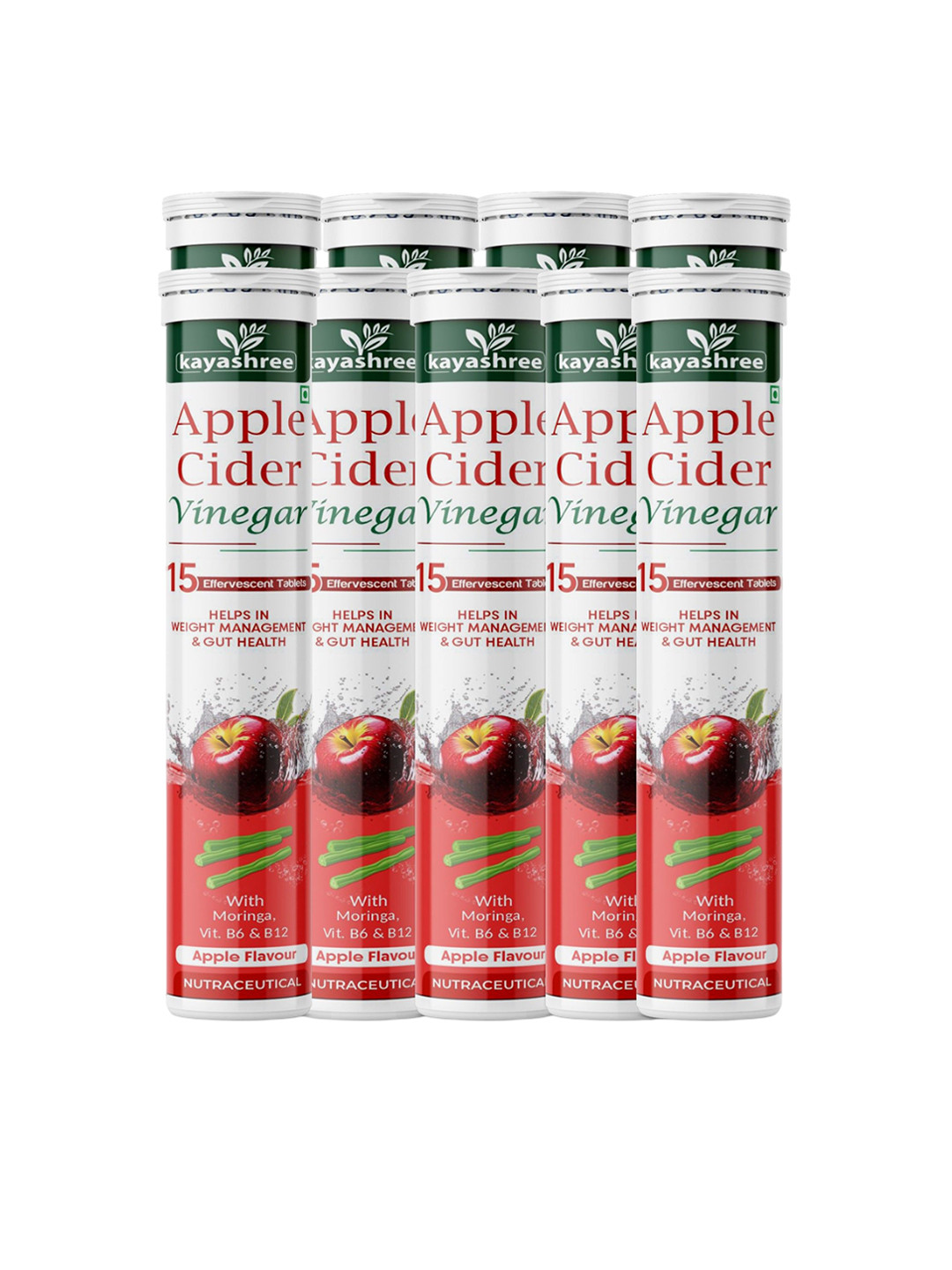 Kayashree 9 Pieces Apple Cider Vinegar Effervescent Tablets - 15 Effervescent Tablets Each