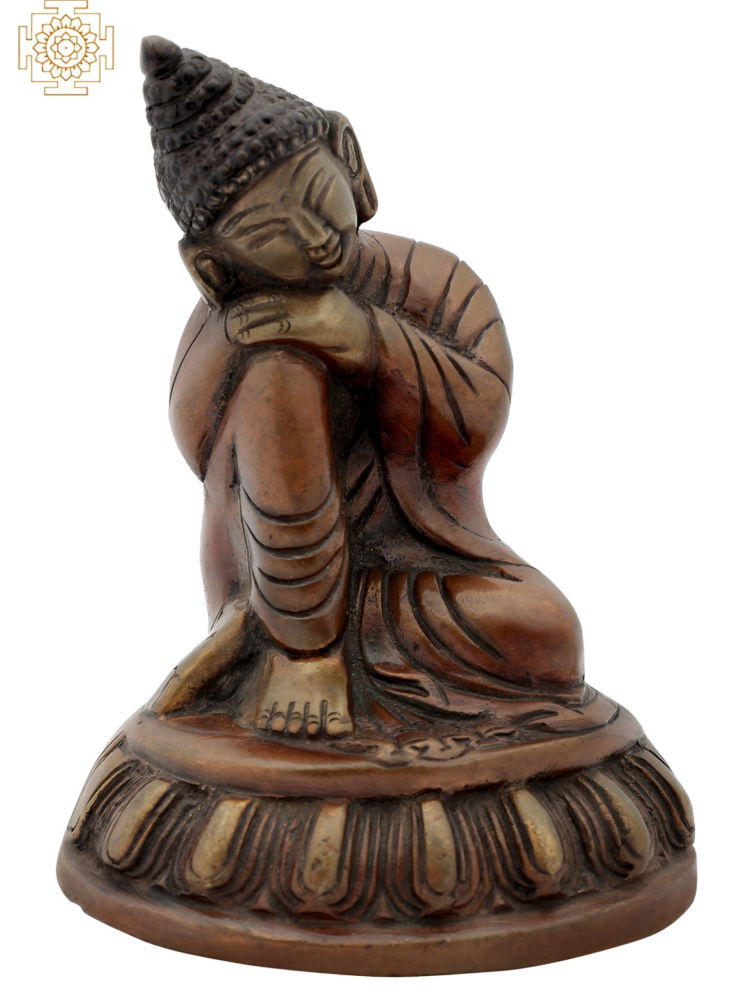 Exotic India Brown & Black Thinking Buddha Idol Showpiece