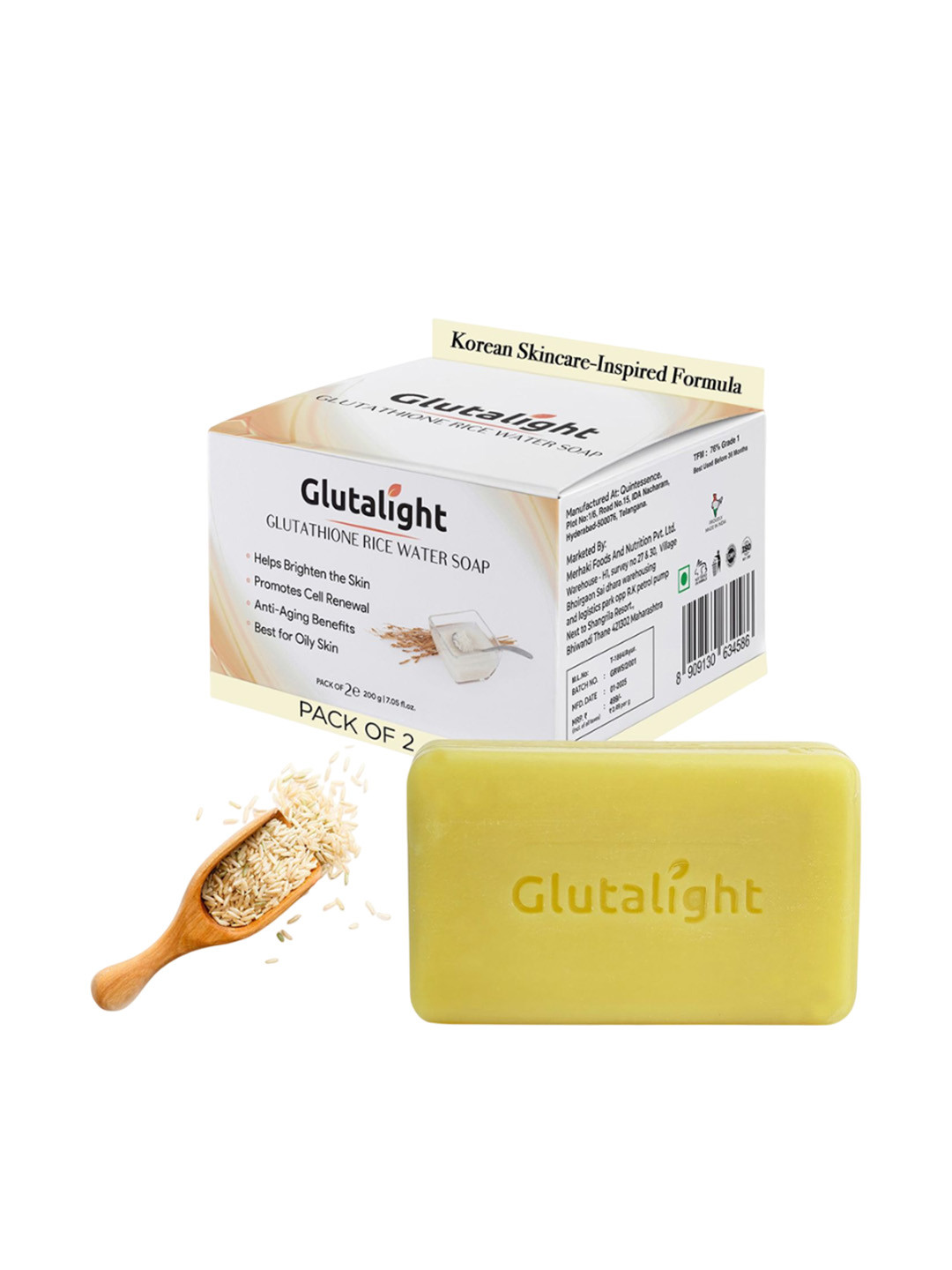 Glutalight Set Of 2 Glutathione Rice Water Soap - 100 g Each