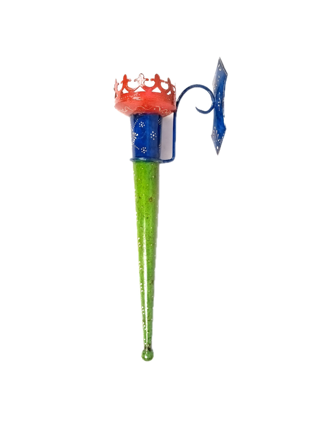 apka mart Mashaal Green & Blue Textured Metal Tea Light Candle Holder