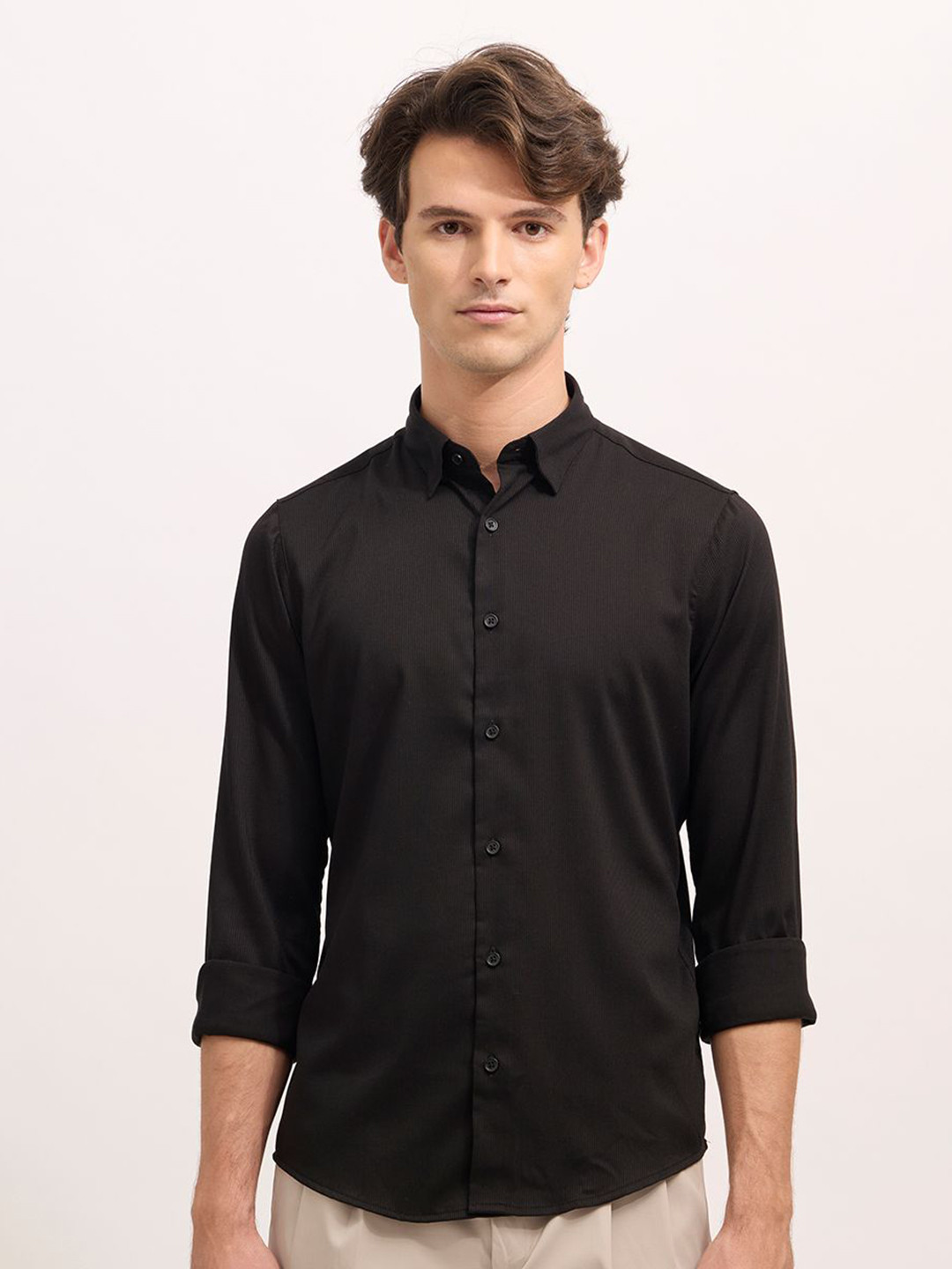 Espanshe Button-Down Collar Slim Fit Casual Shirt